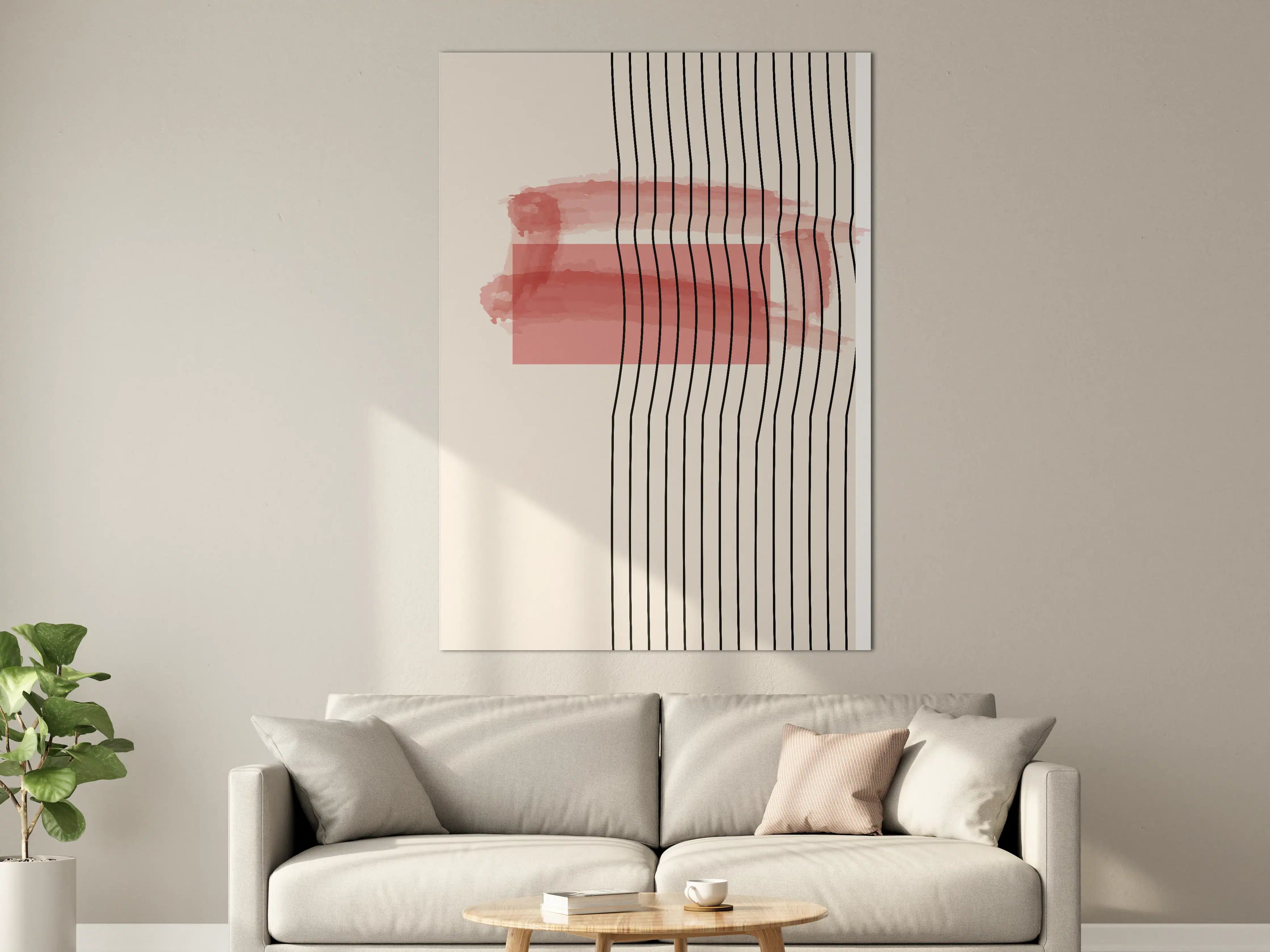 Große Wandbilder - Abstraktes Wasserfarben-Design in Rot und Grau