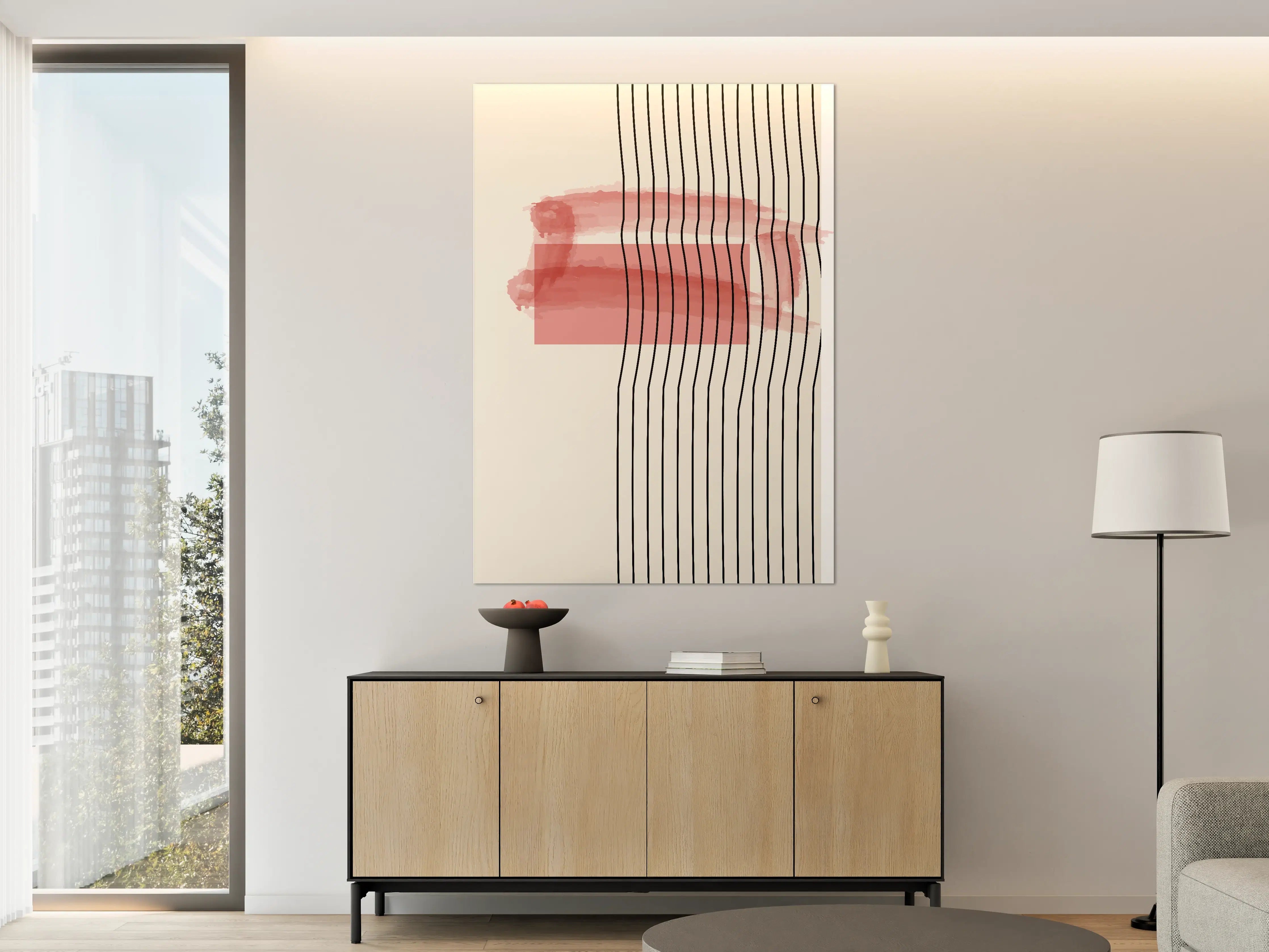 Große Wandbilder - Abstraktes Wasserfarben-Design in Rot und Grau