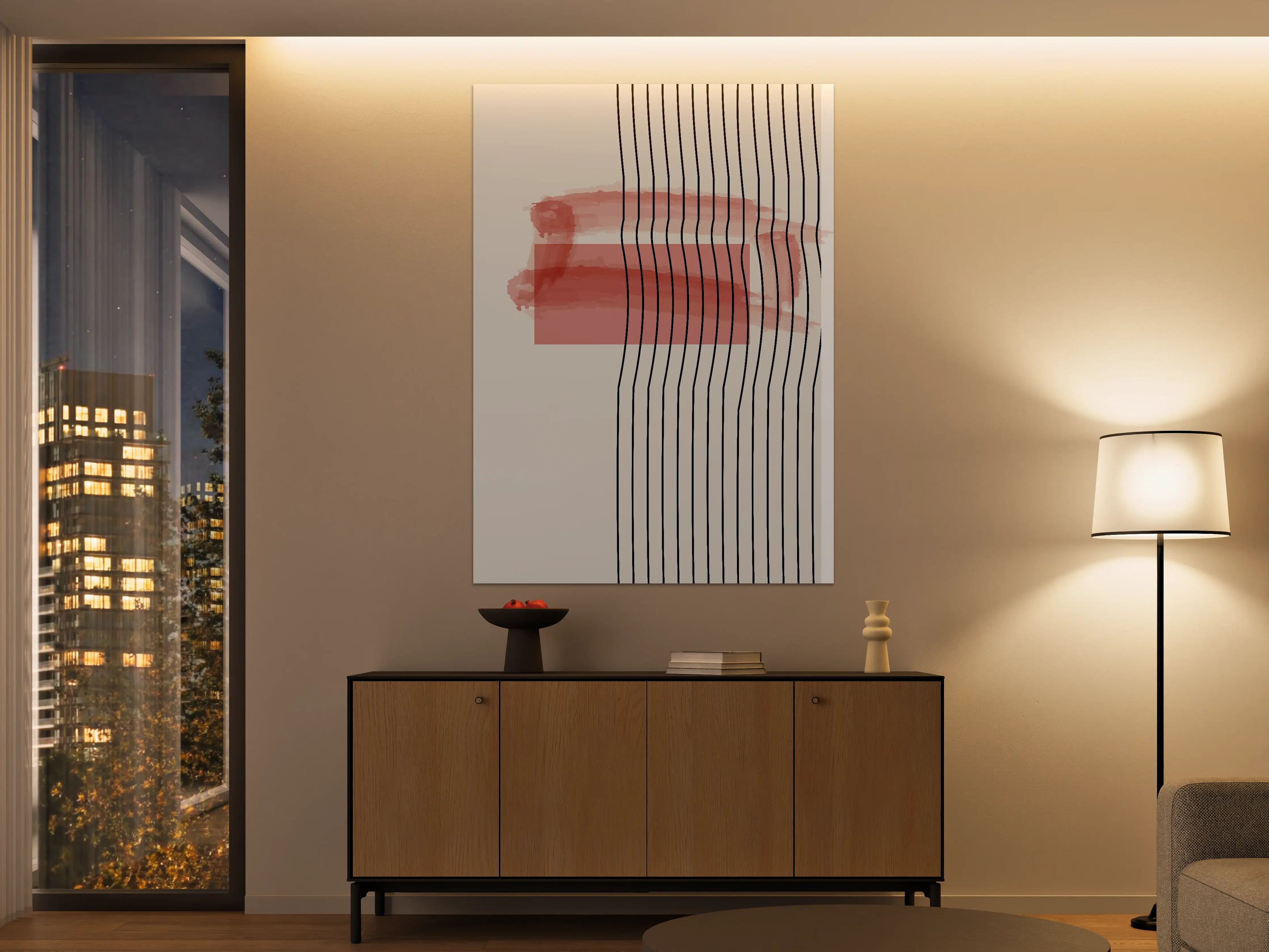 Große Wandbilder - Abstraktes Wasserfarben-Design in Rot und Grau