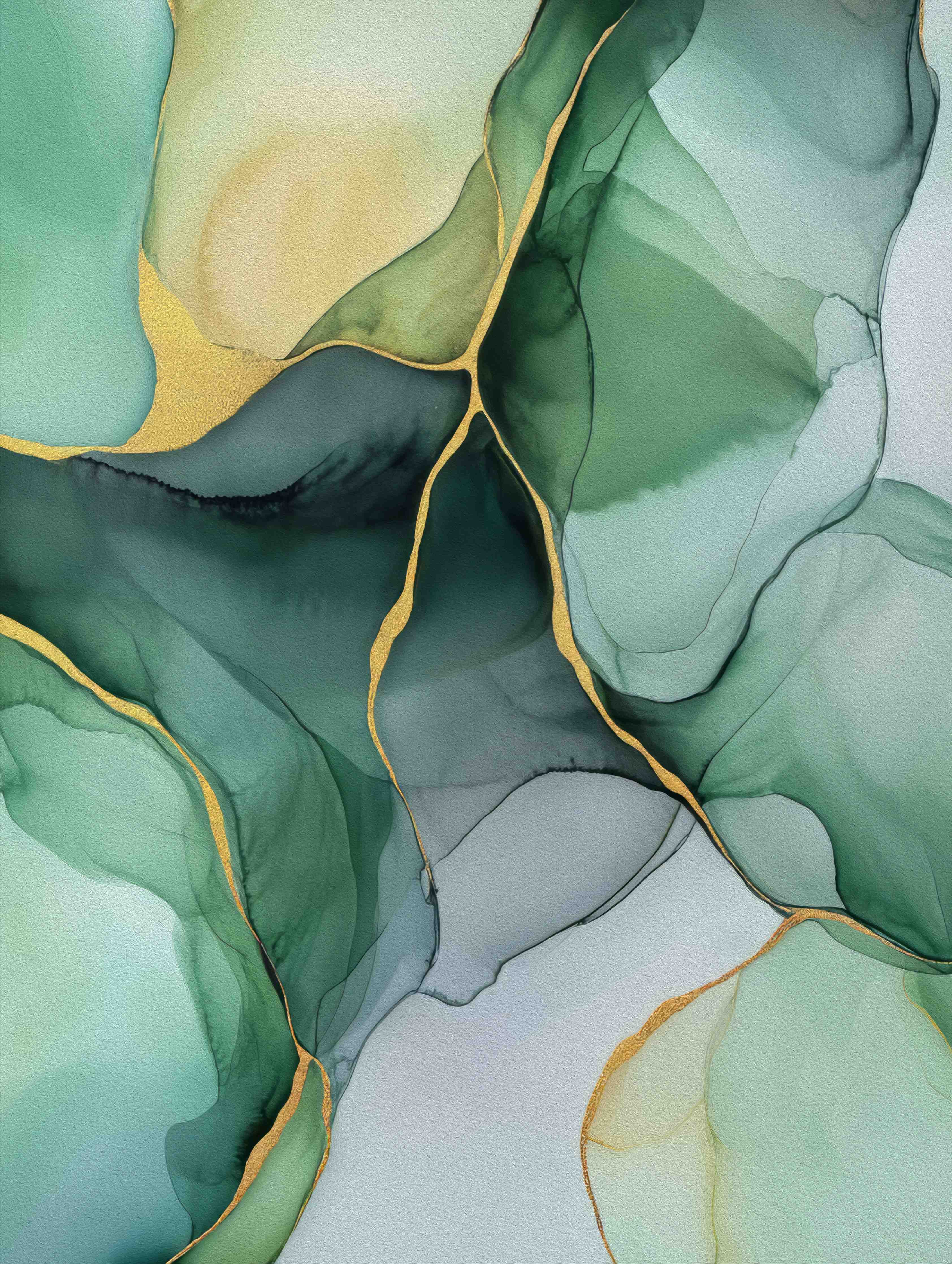 Große Wandbilder-Abstraktes Wasserfarben-Motiv mit Grün- und Grautönen