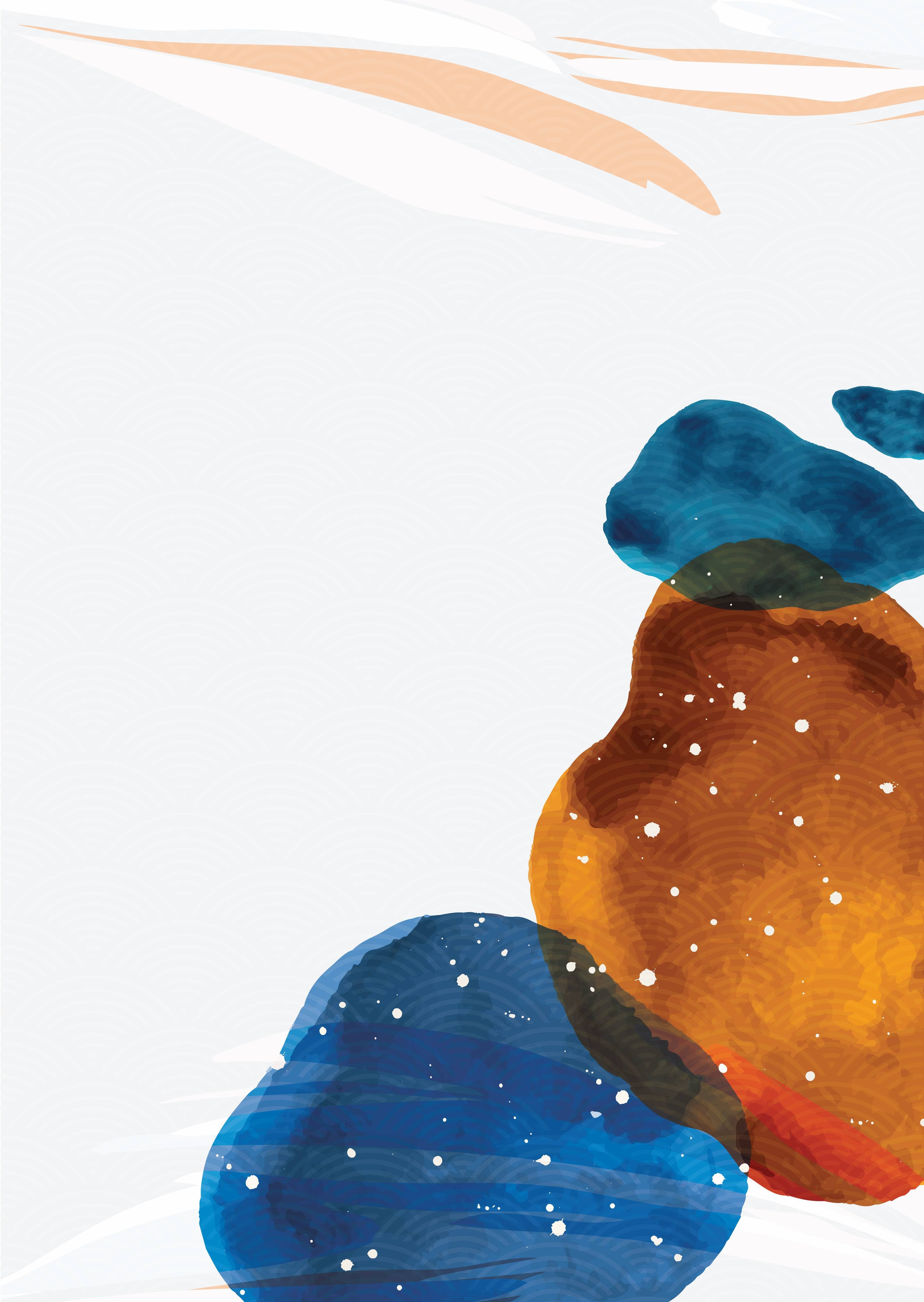 Große Wandbilder-Abstraktes Wasserfarben-Muster in Blau, Orange und Weiß