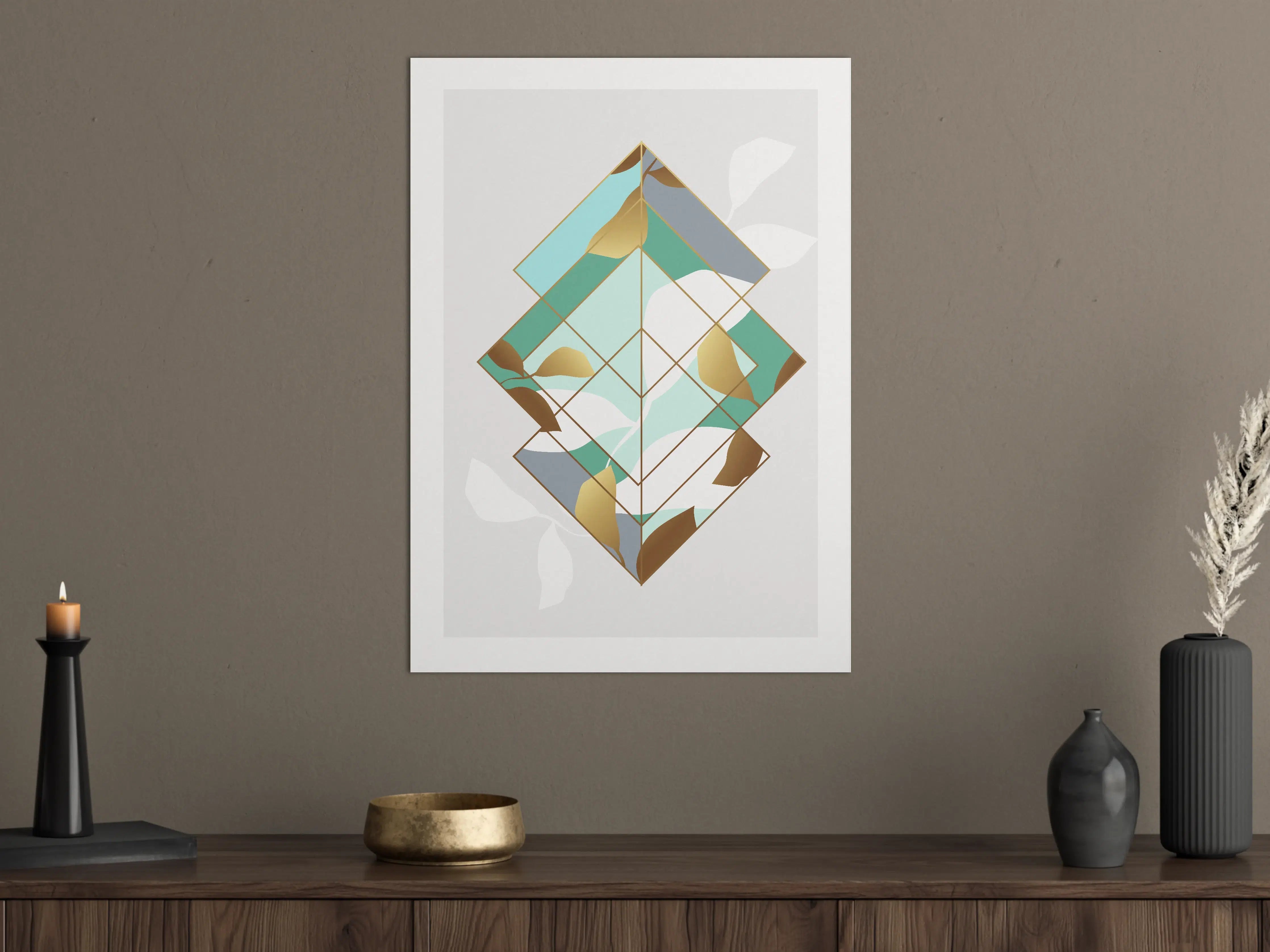 Große Wandbilder - Abstraktes geometrisches Design in sanften Tönen