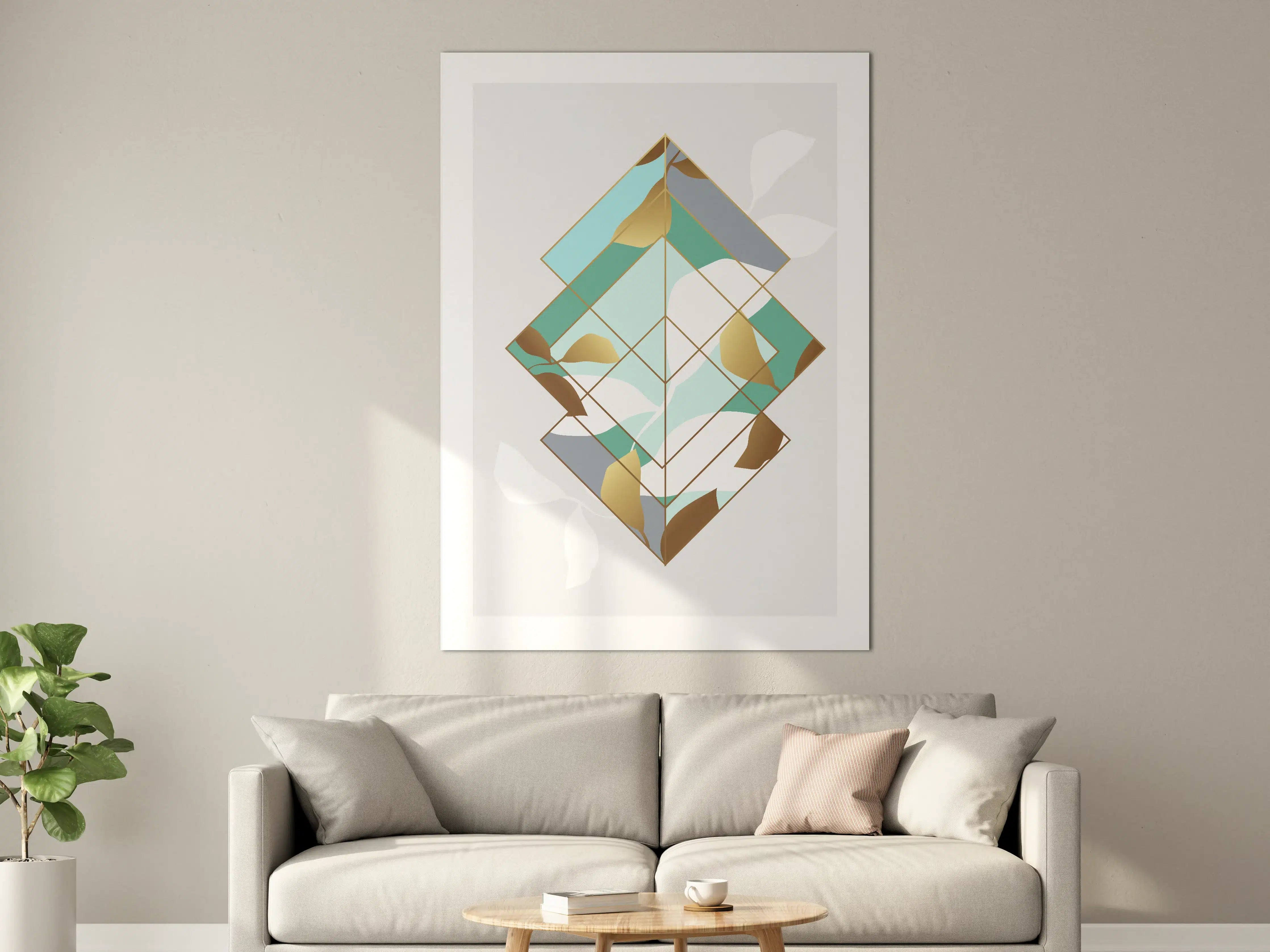 Große Wandbilder - Abstraktes geometrisches Design in sanften Tönen
