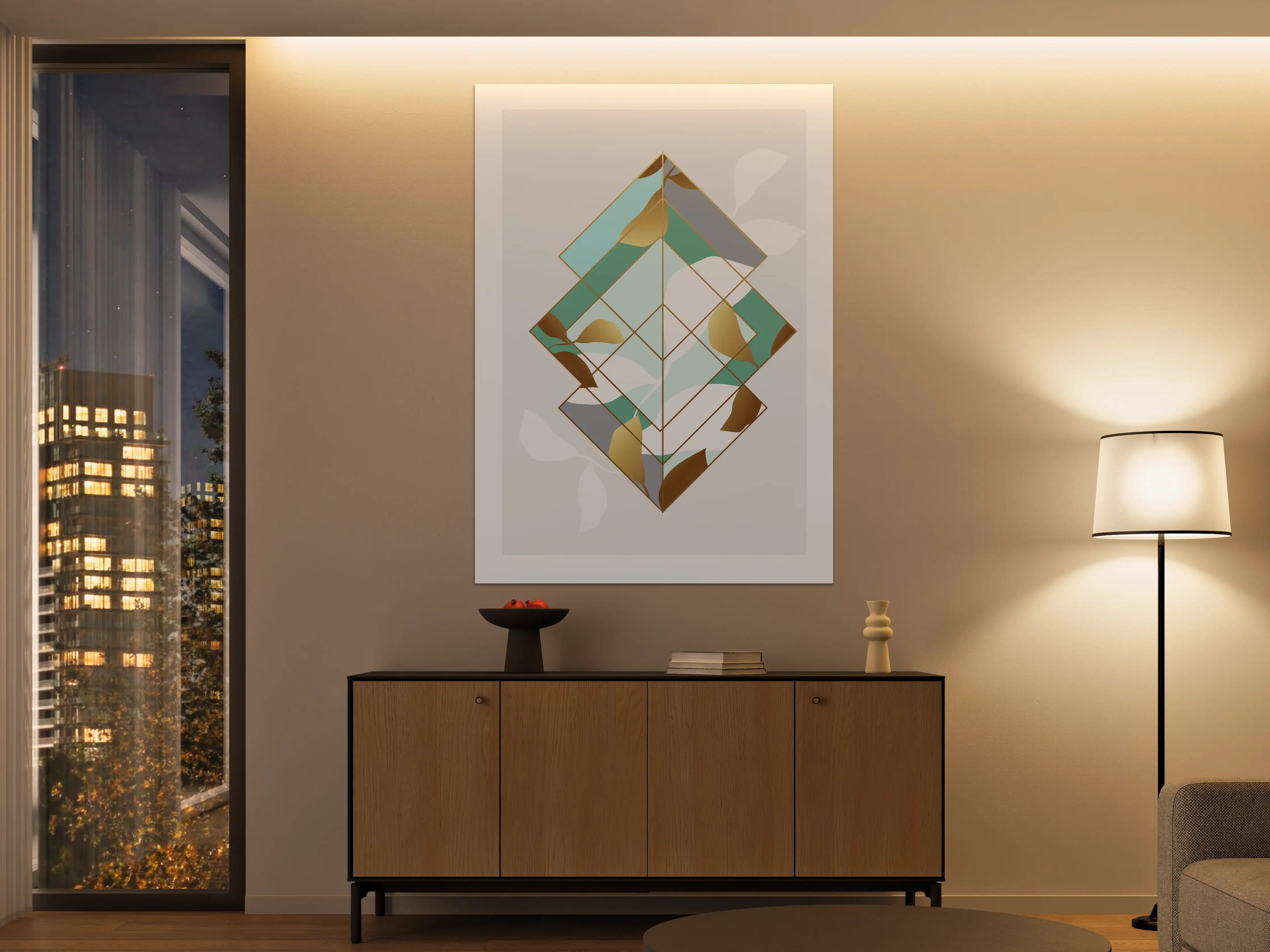 Große Wandbilder - Abstraktes geometrisches Design in sanften Tönen