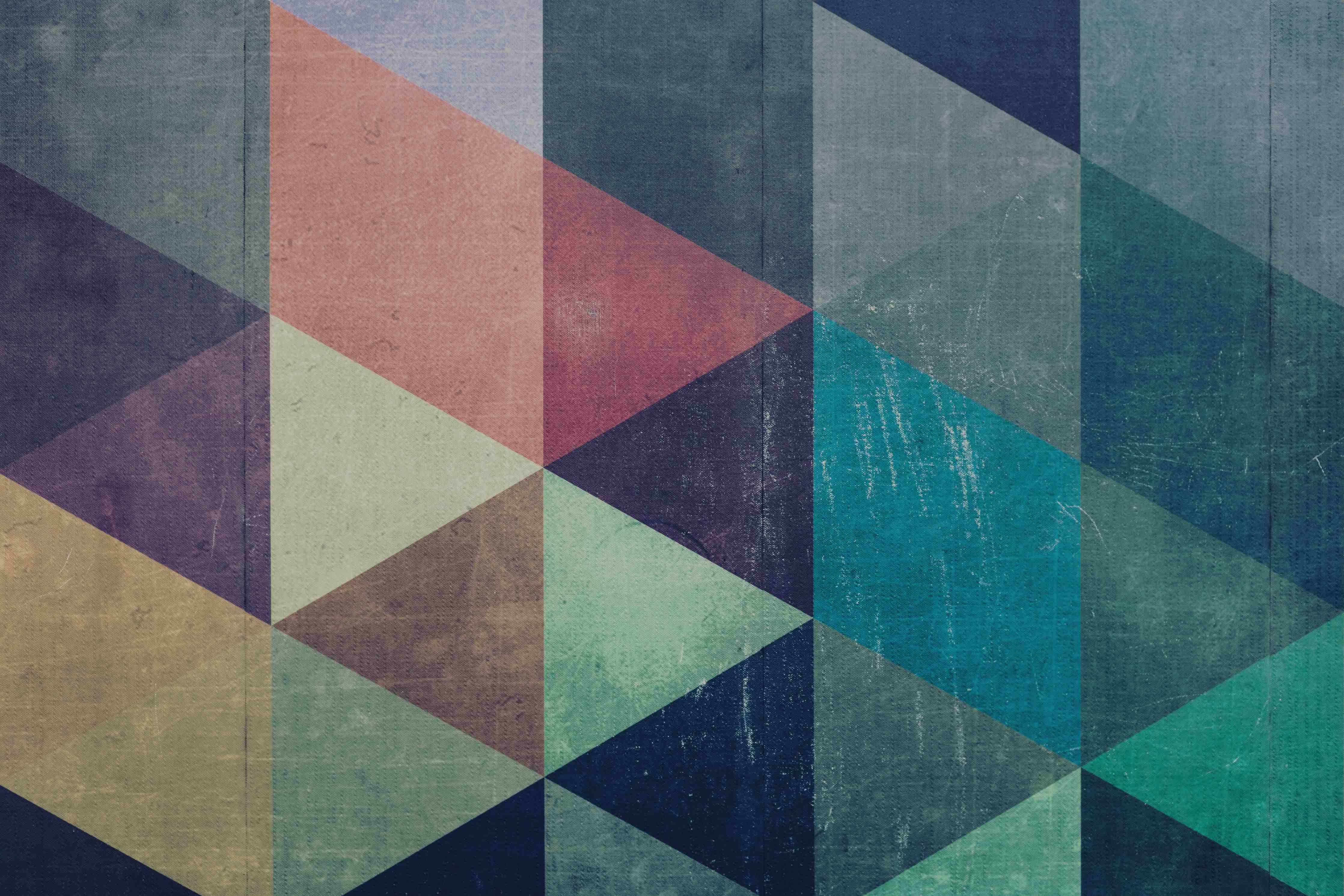 Große Wandbilder-Abstraktes geometrisches Muster in Blau, Grün und Erdtönen
