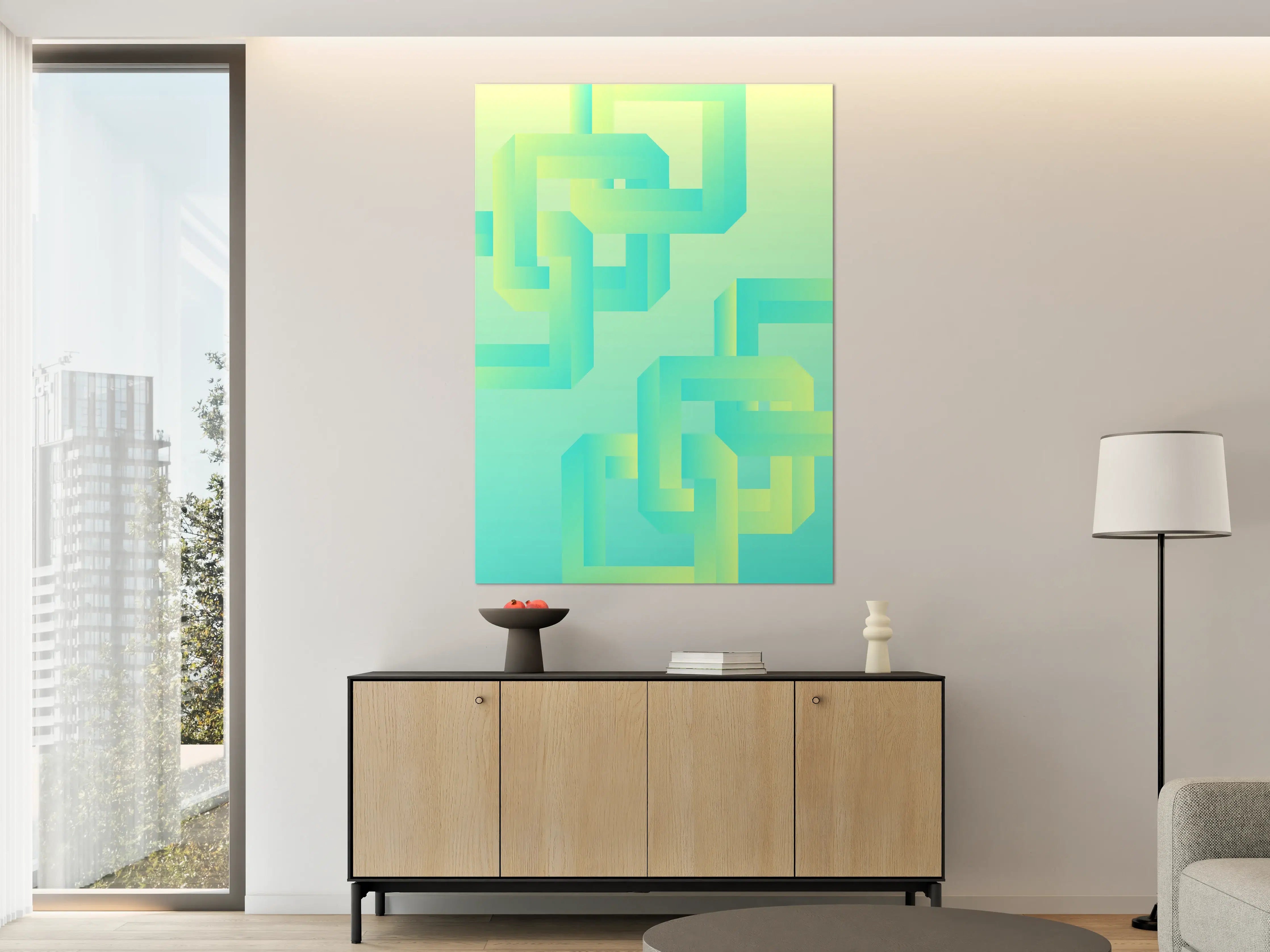 Große Wandbilder - Abstraktes geometrisches Muster in Pastellfarben