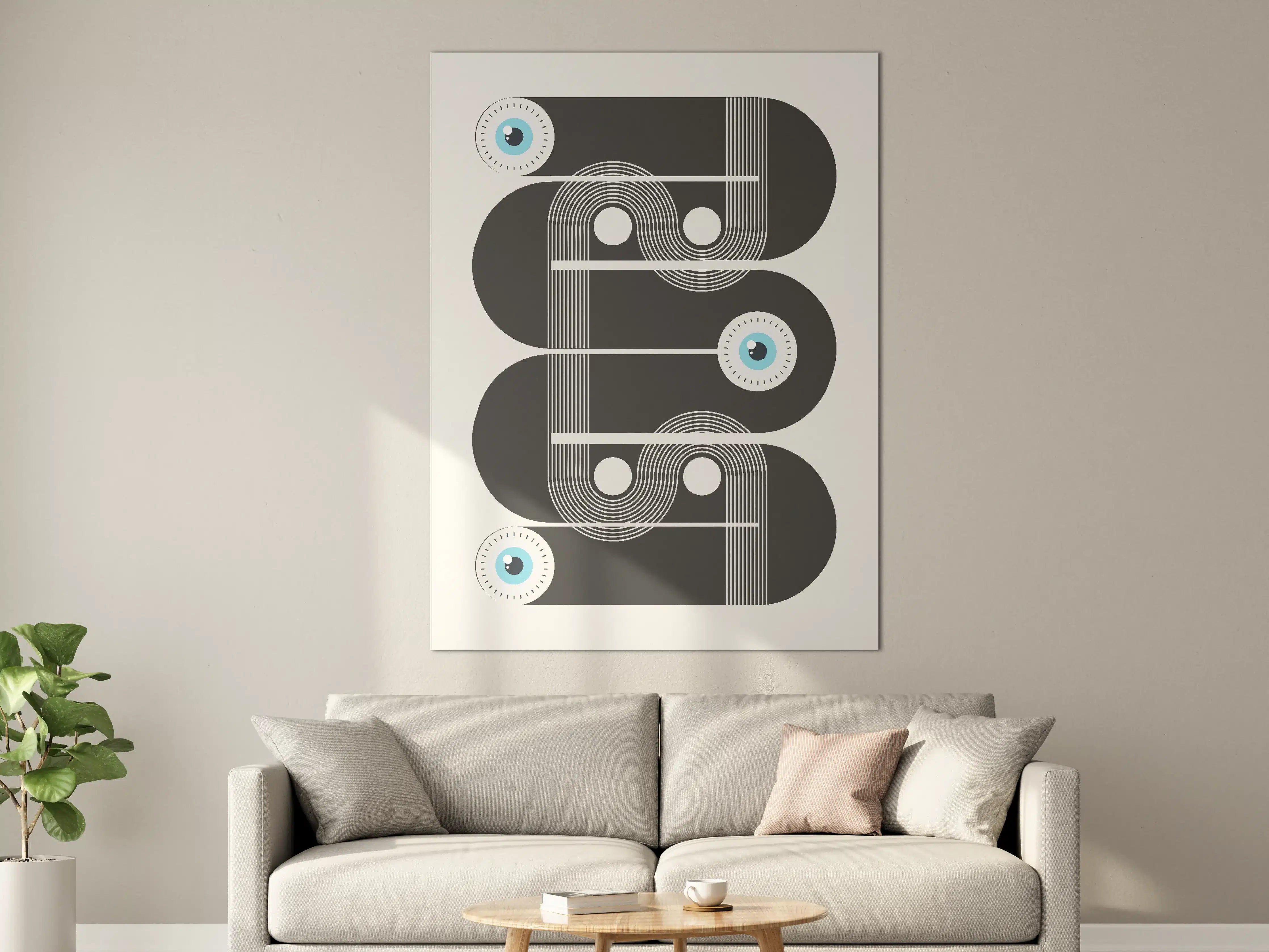 Große Wandbilder - Abstraktes geometrisches Muster in Schwarz-Weiß