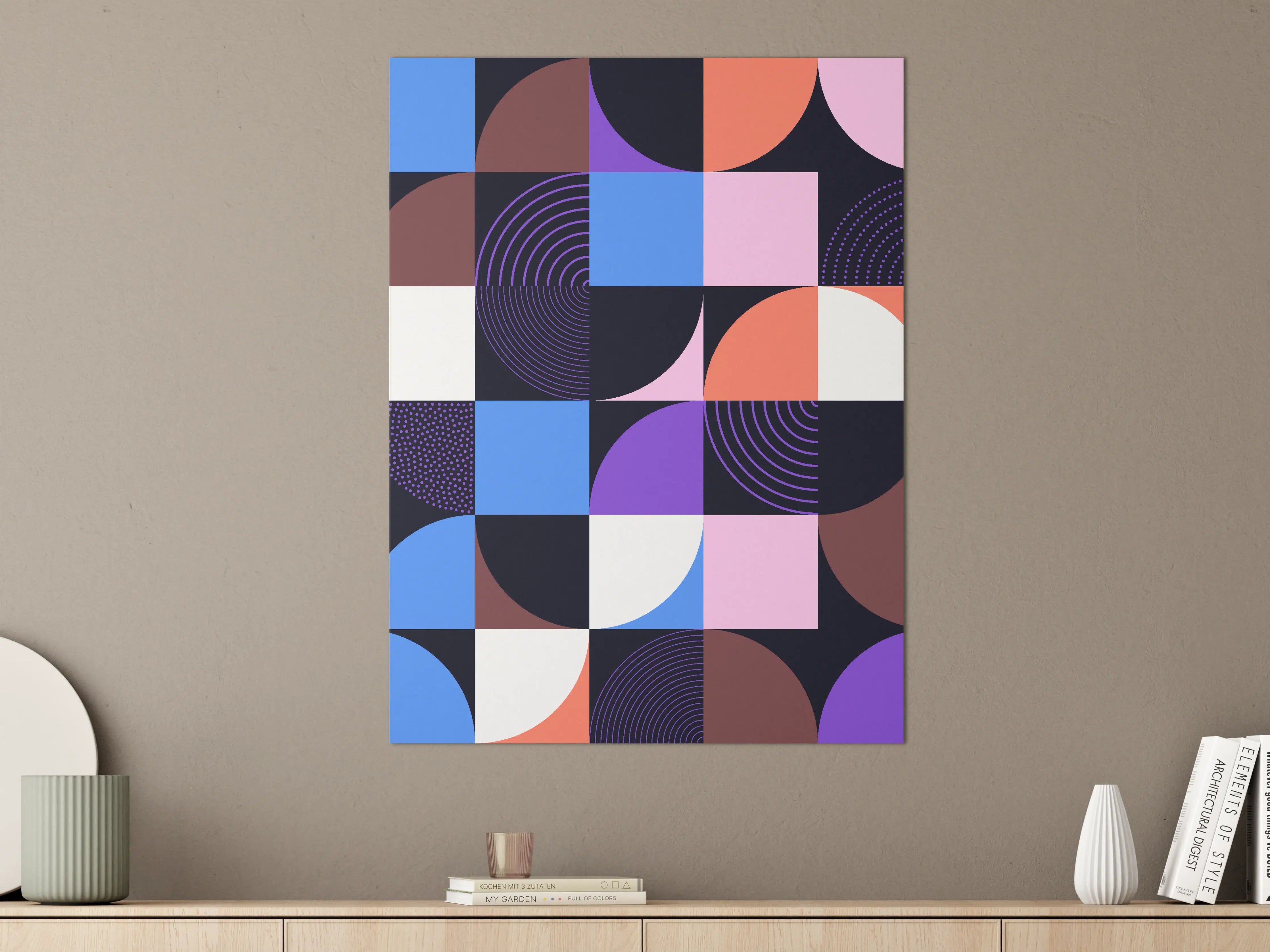 Große Wandbilder - Abstraktes geometrisches Muster in dunklen Farben