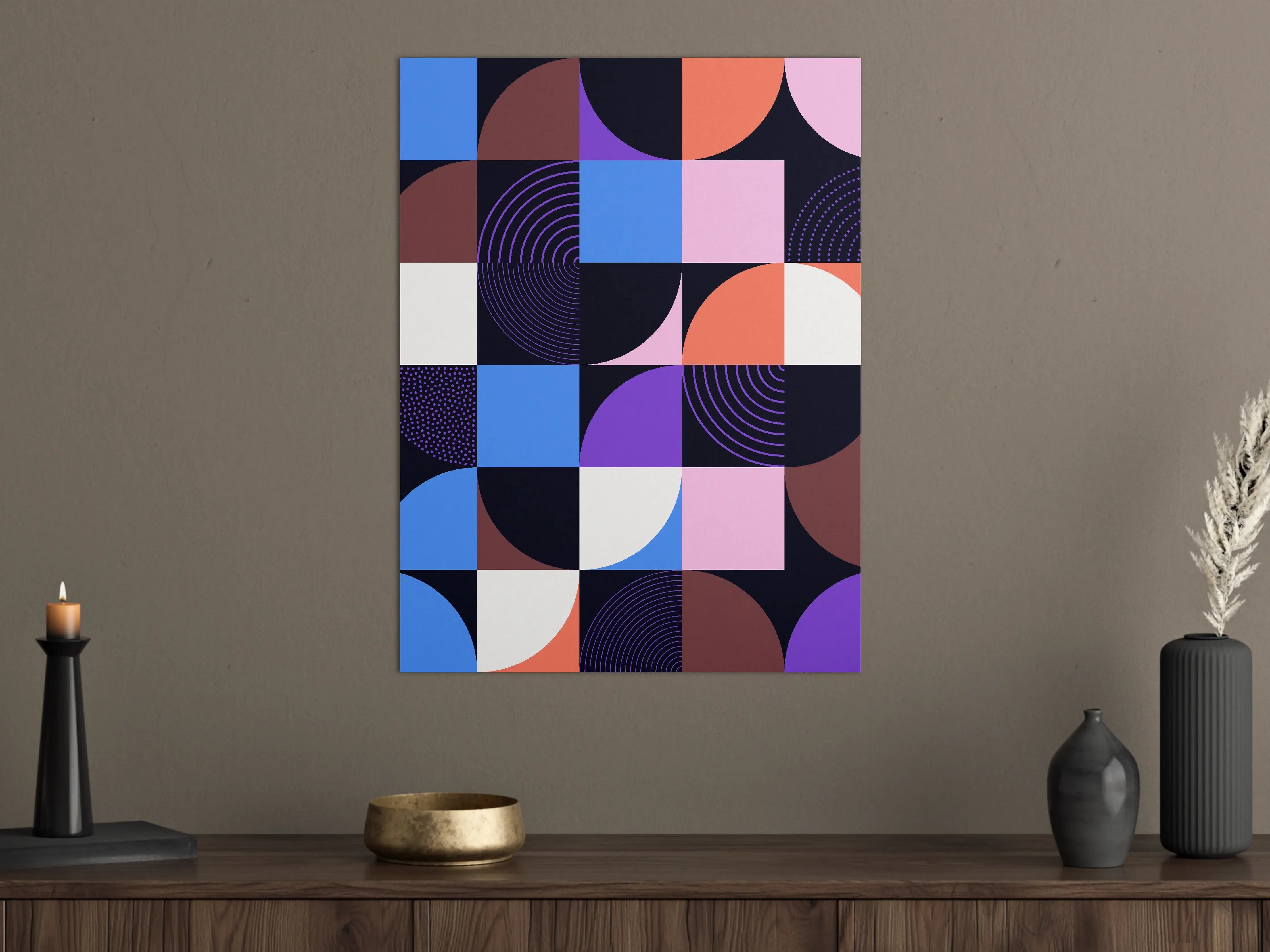 Große Wandbilder - Abstraktes geometrisches Muster in dunklen Farben
