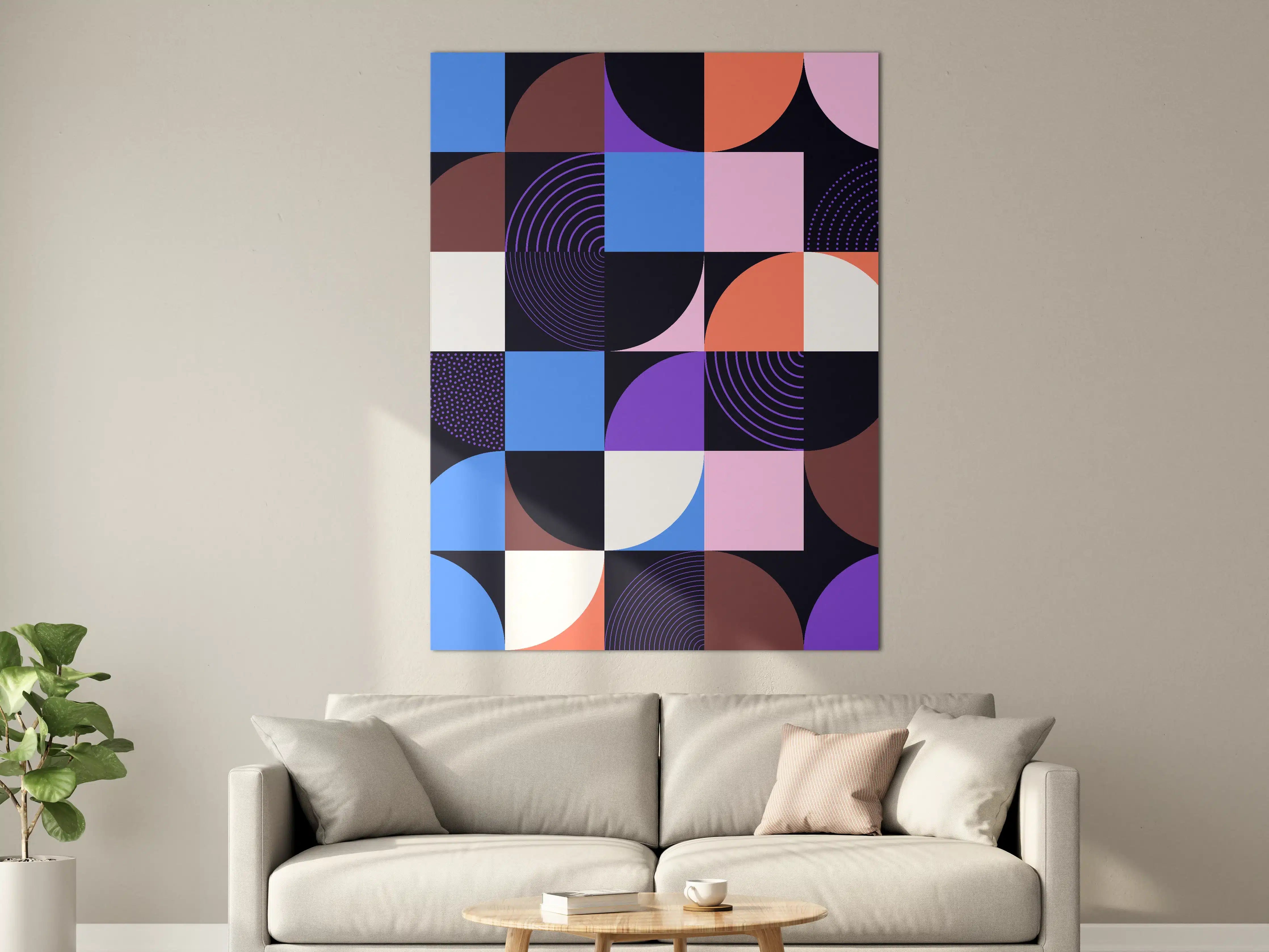 Große Wandbilder - Abstraktes geometrisches Muster in dunklen Farben