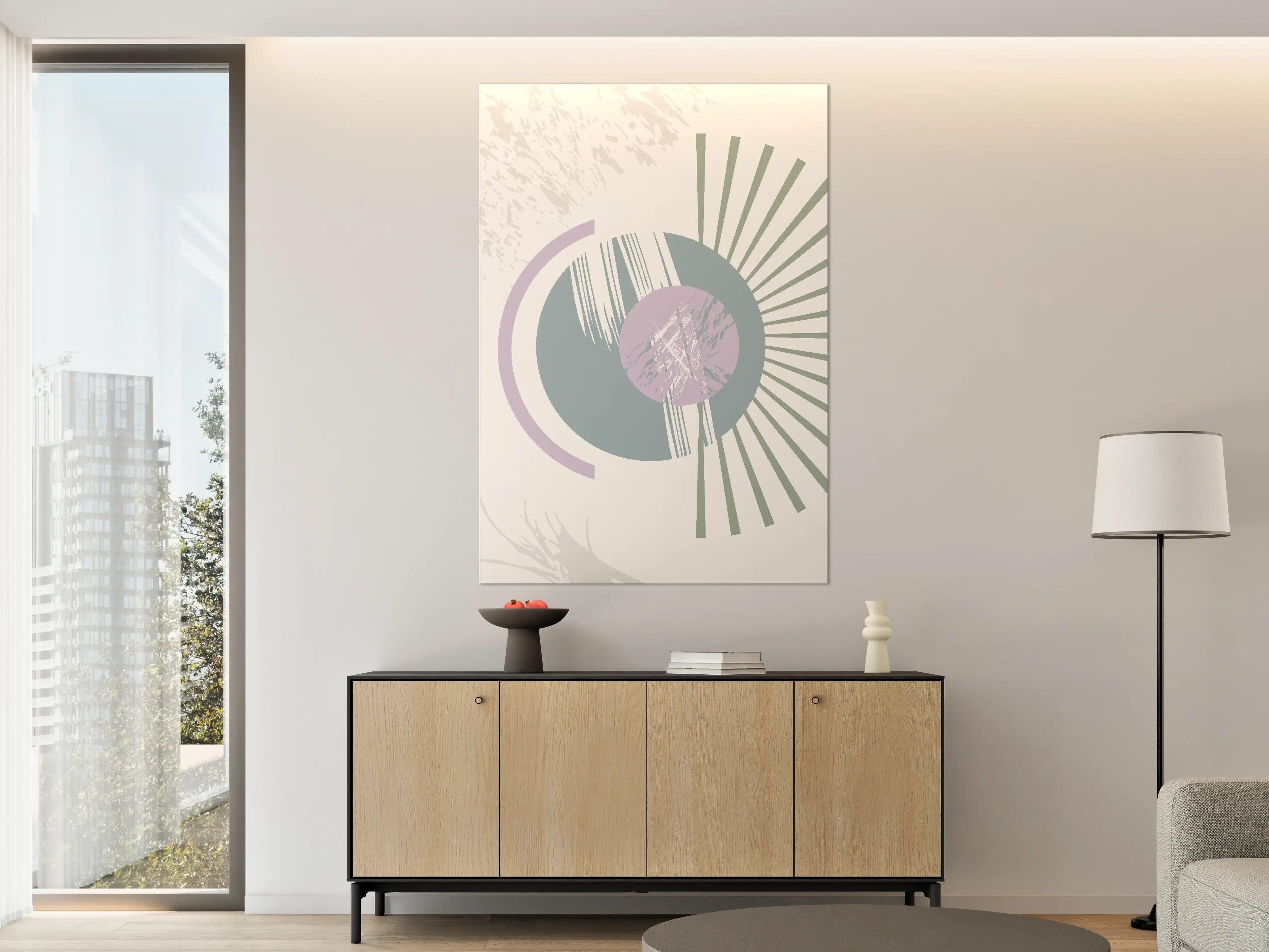 Große Wandbilder - Abstraktes geometrisches Wandbild in Pastellfarben