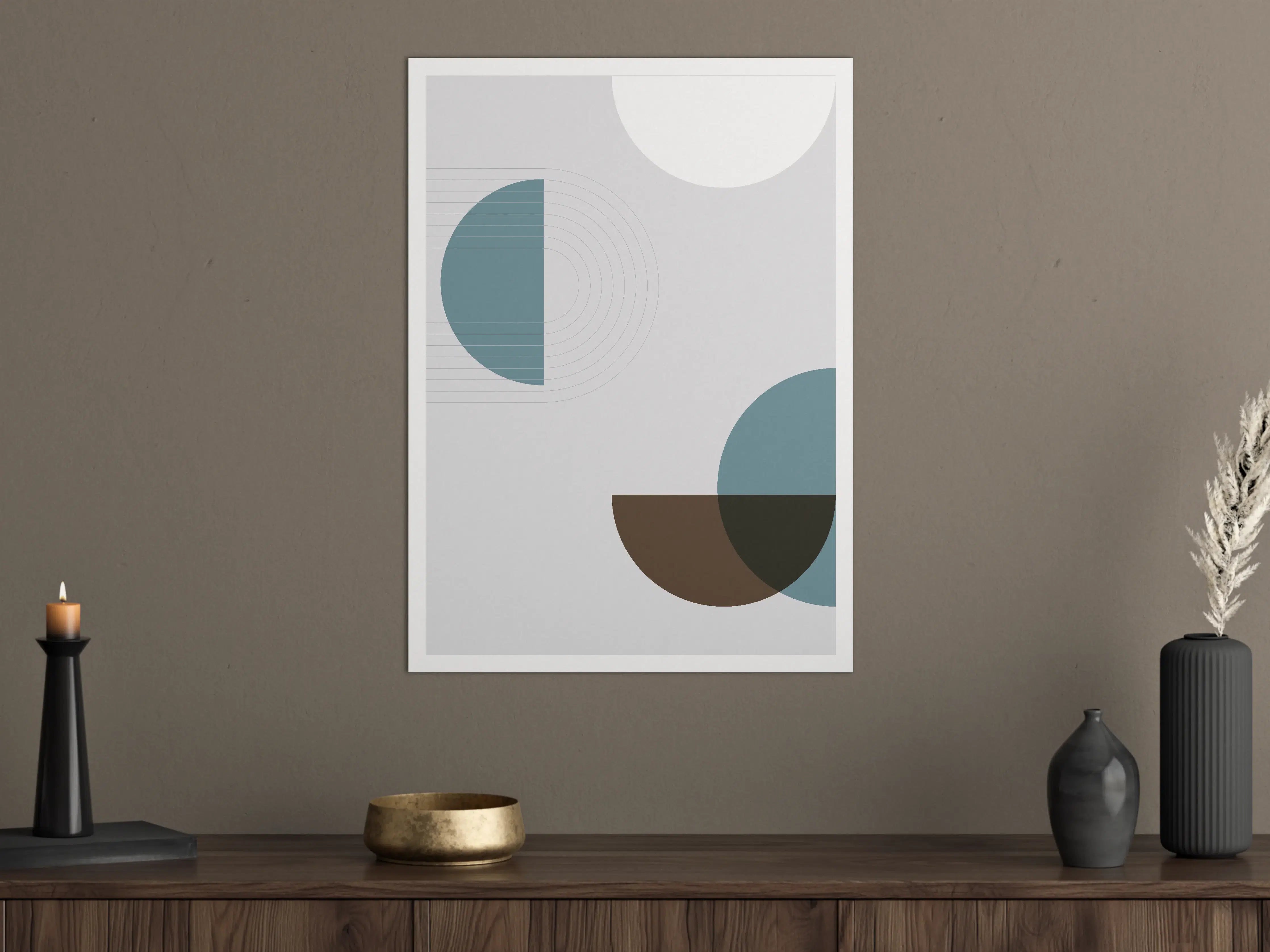 Große Wandbilder - Abstraktes geometrisches Wandbild in gedeckten Tönen