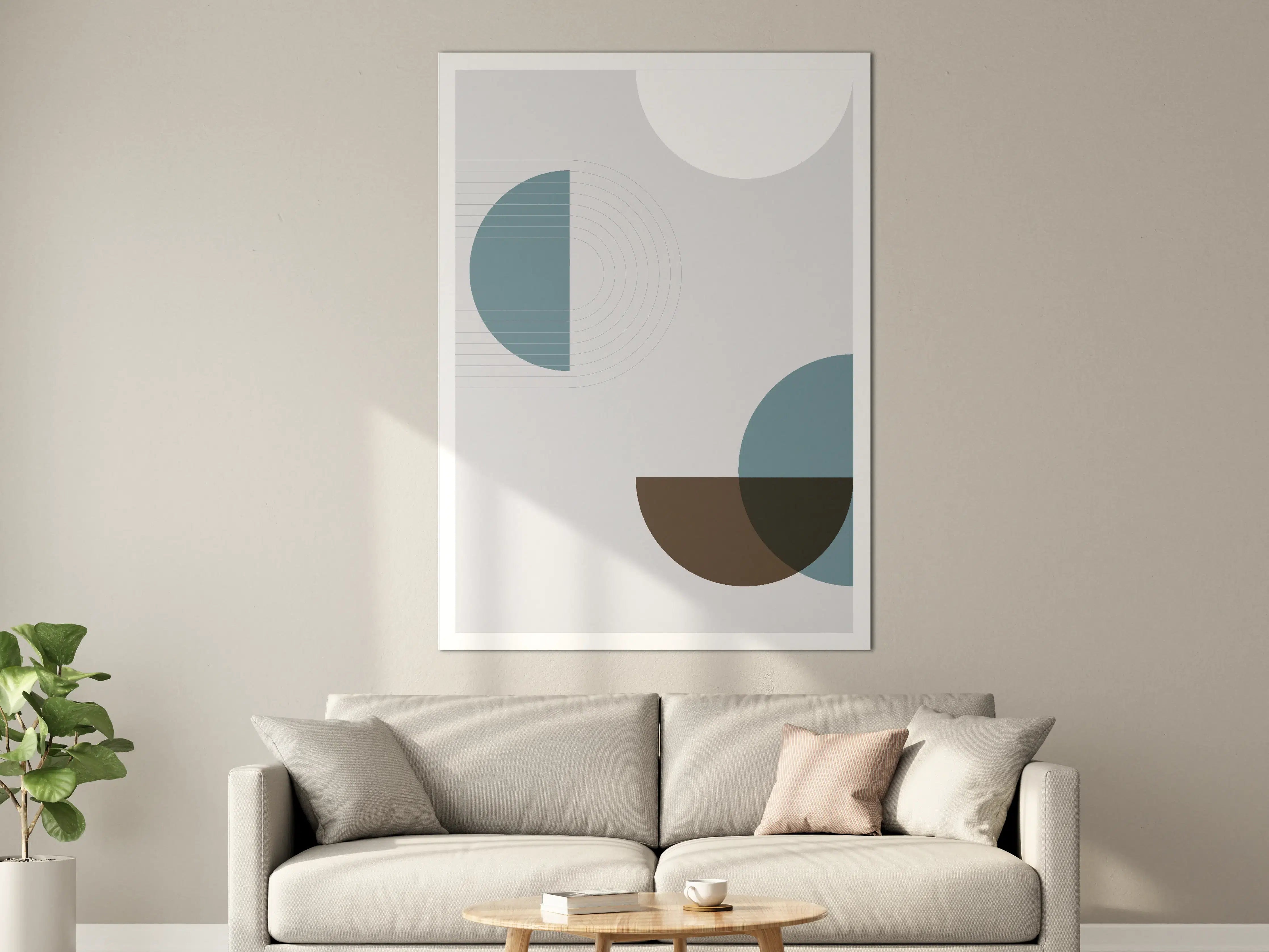 Große Wandbilder - Abstraktes geometrisches Wandbild in gedeckten Tönen