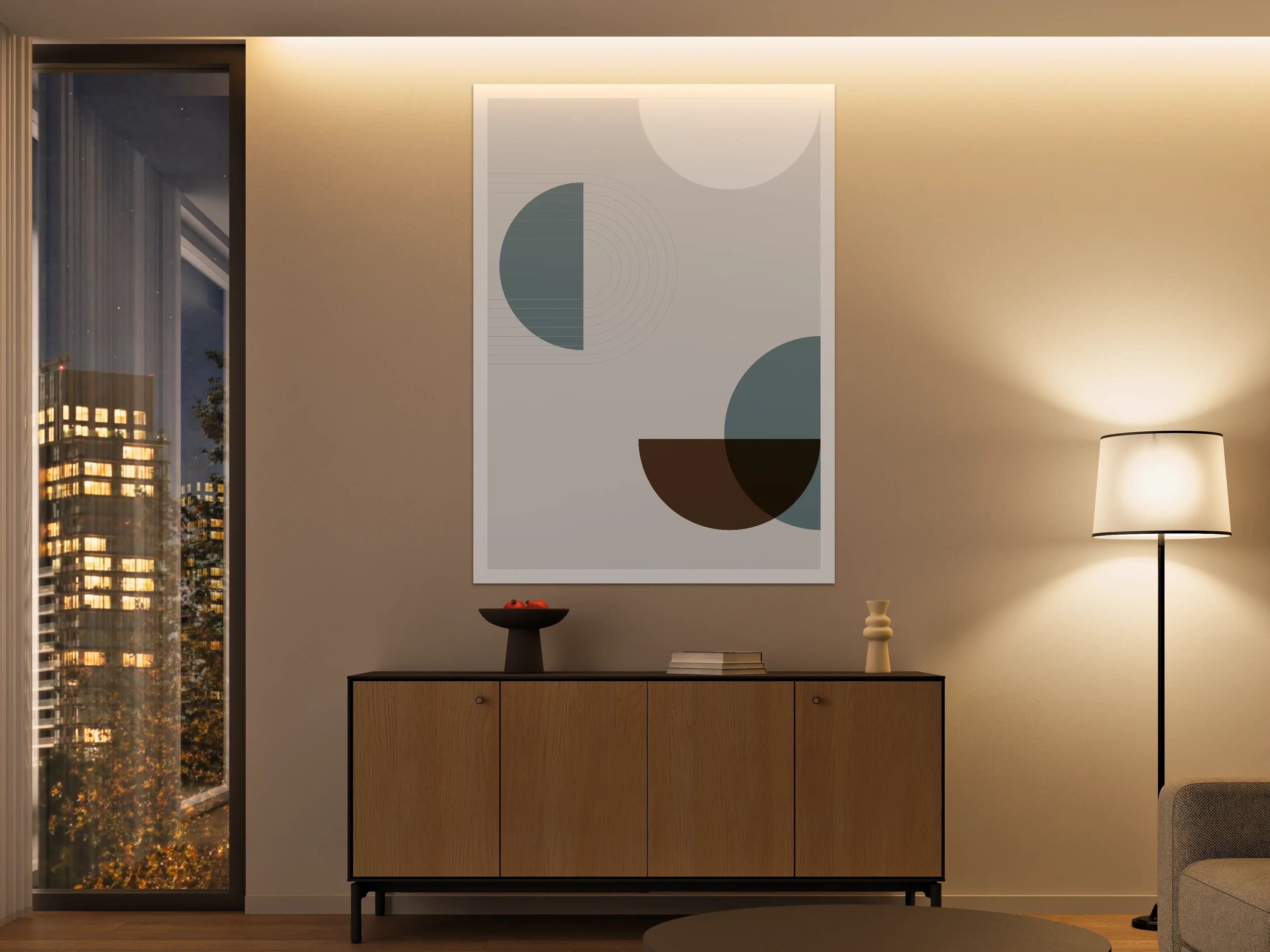 Große Wandbilder - Abstraktes geometrisches Wandbild in gedeckten Tönen