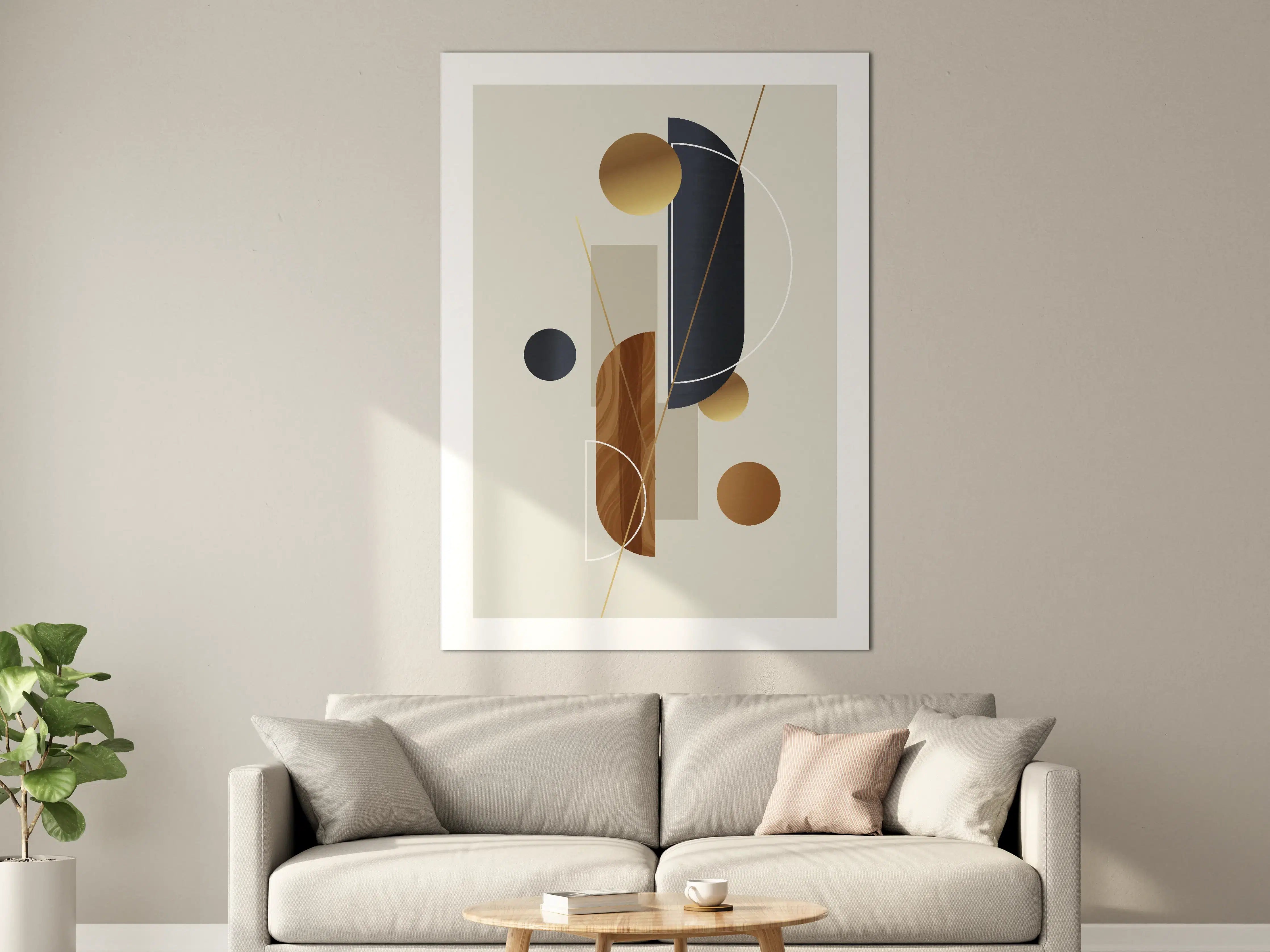 Große Wandbilder - Abstraktes geometrisches Wandbild in warmen Erdtönen
