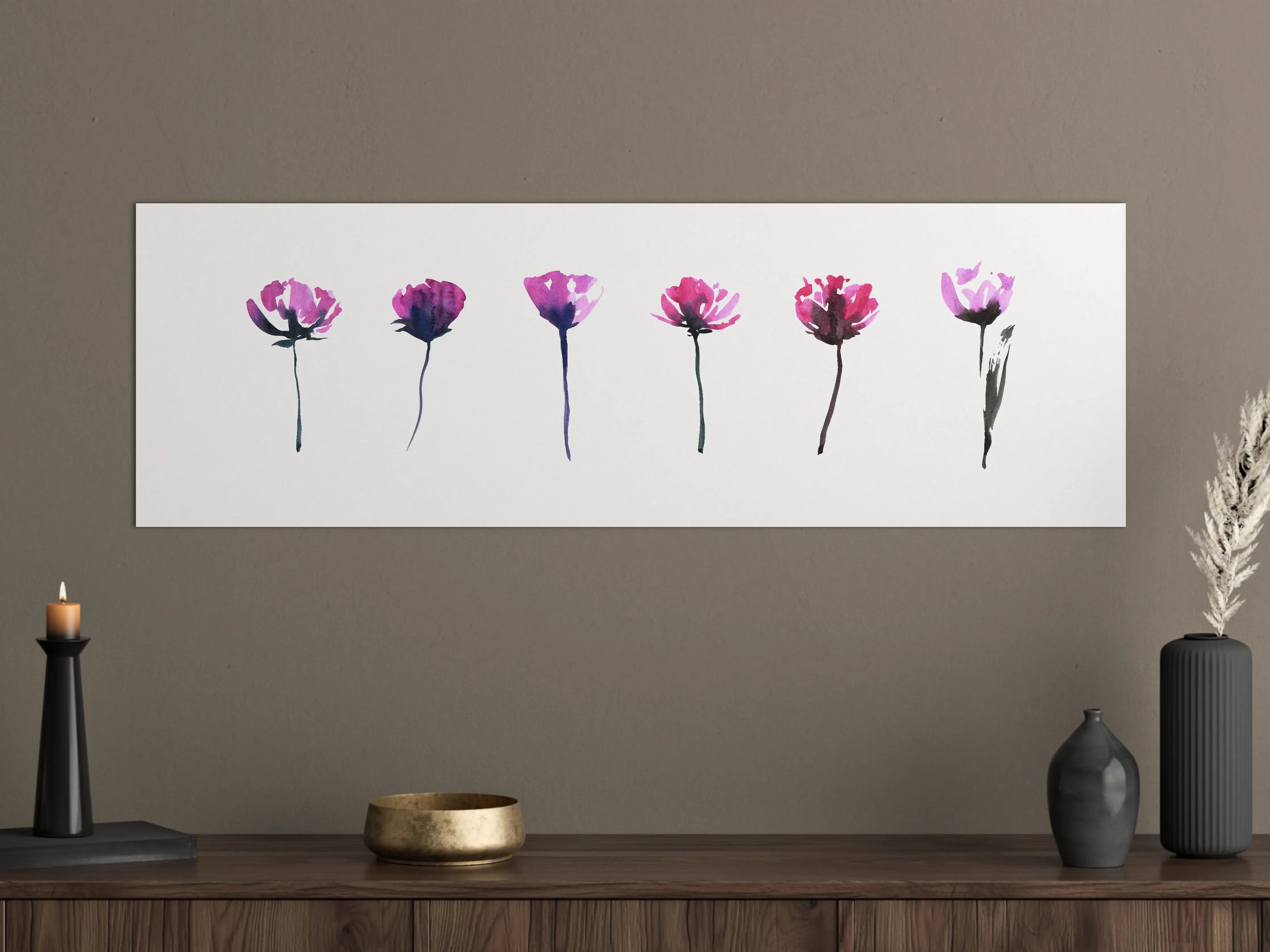 Große Wandbilder - Abstraktes modernes Blumenset
