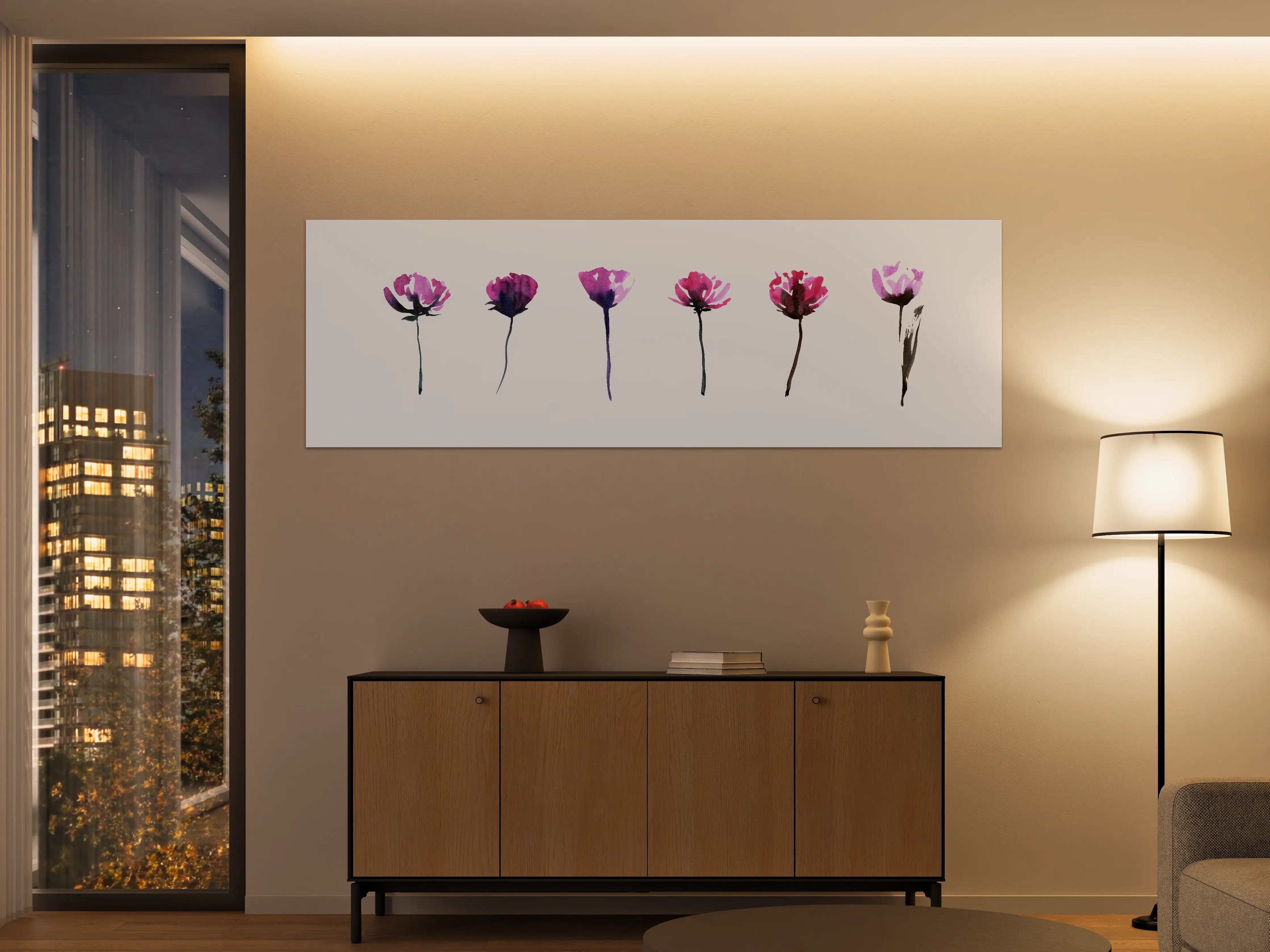 Große Wandbilder - Abstraktes modernes Blumenset