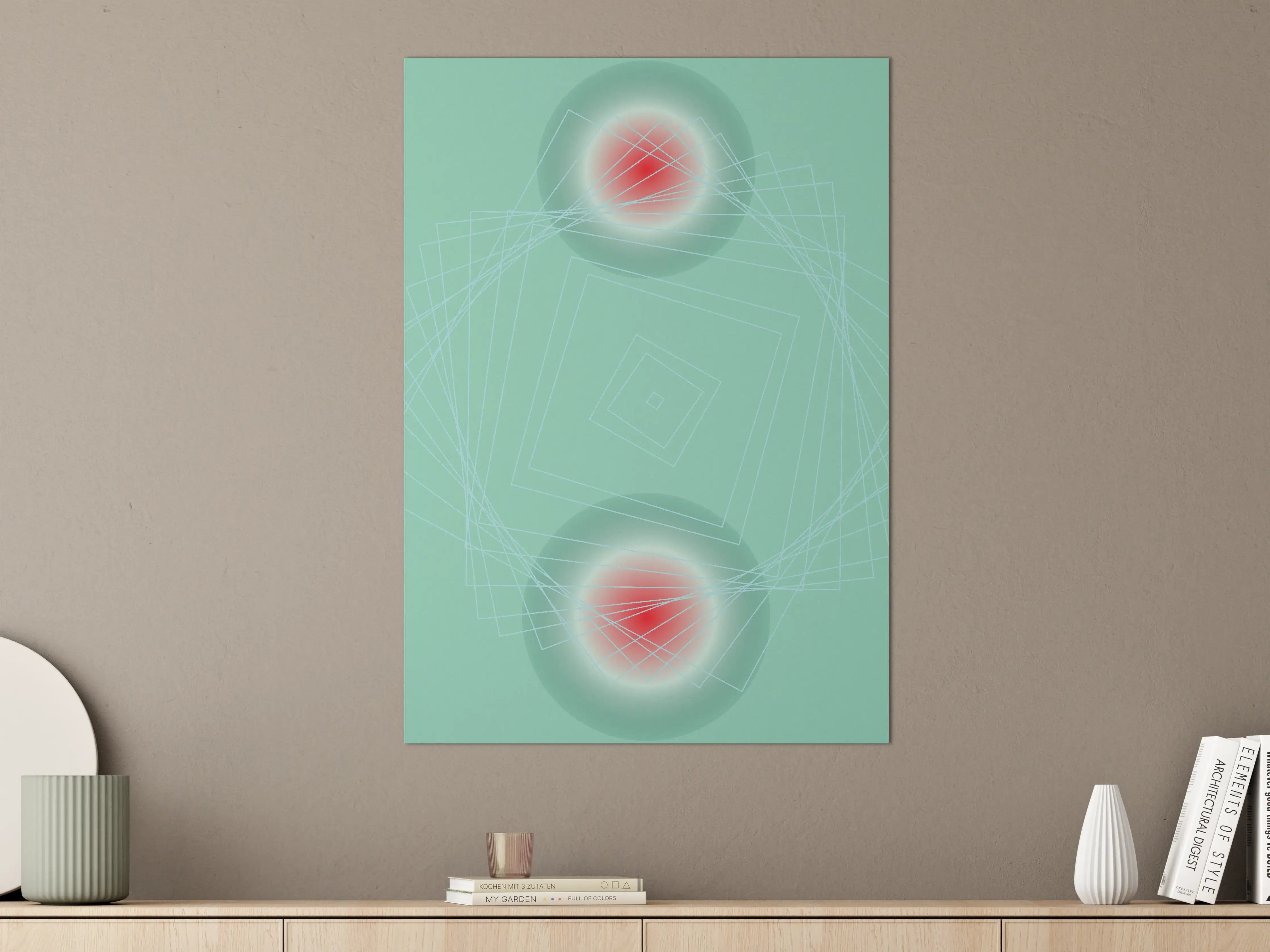 Große Wandbilder - Abstraktes, modernes Digitalkunstwerk mit geometrischen Formen