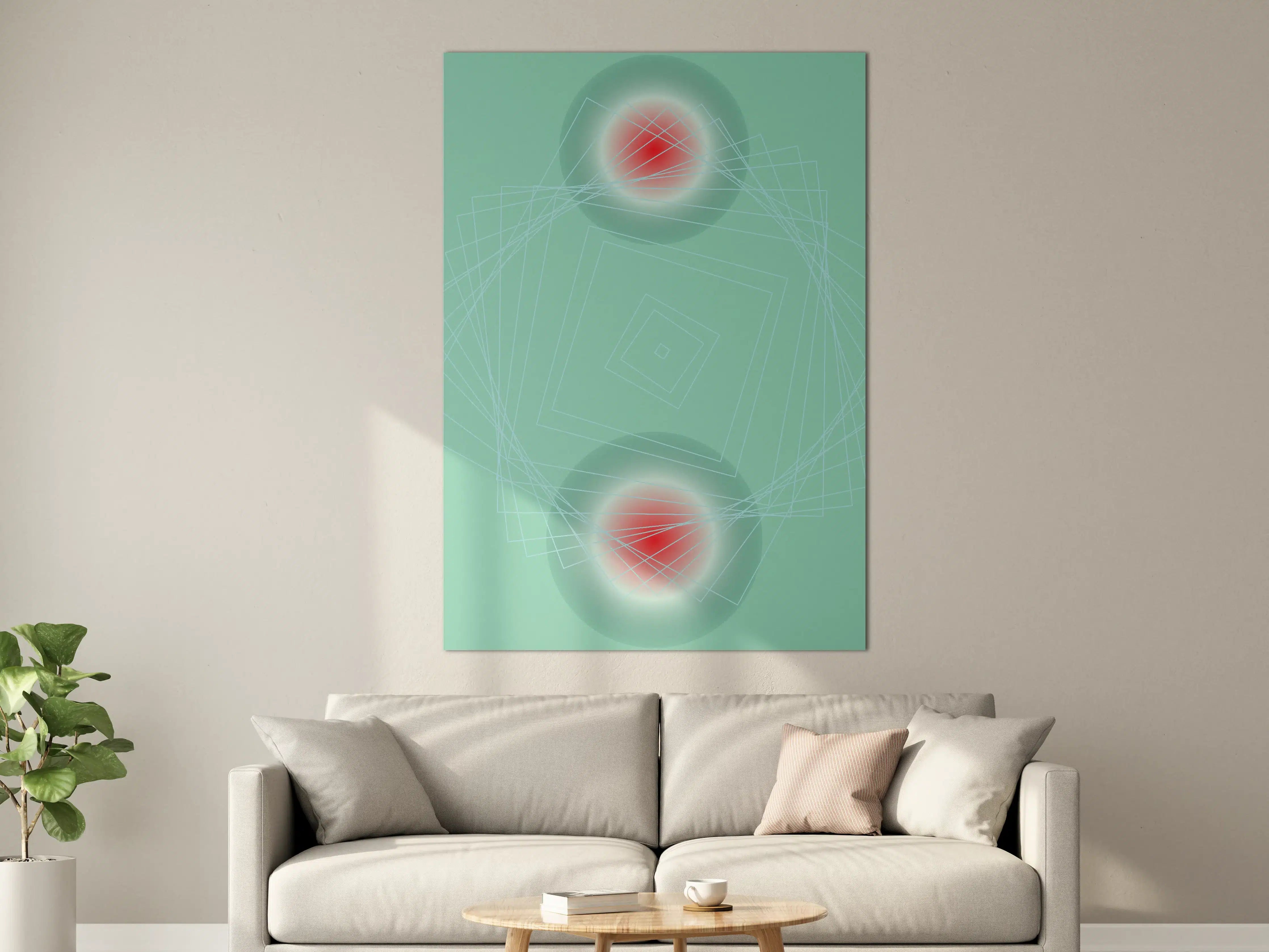 Große Wandbilder - Abstraktes, modernes Digitalkunstwerk mit geometrischen Formen