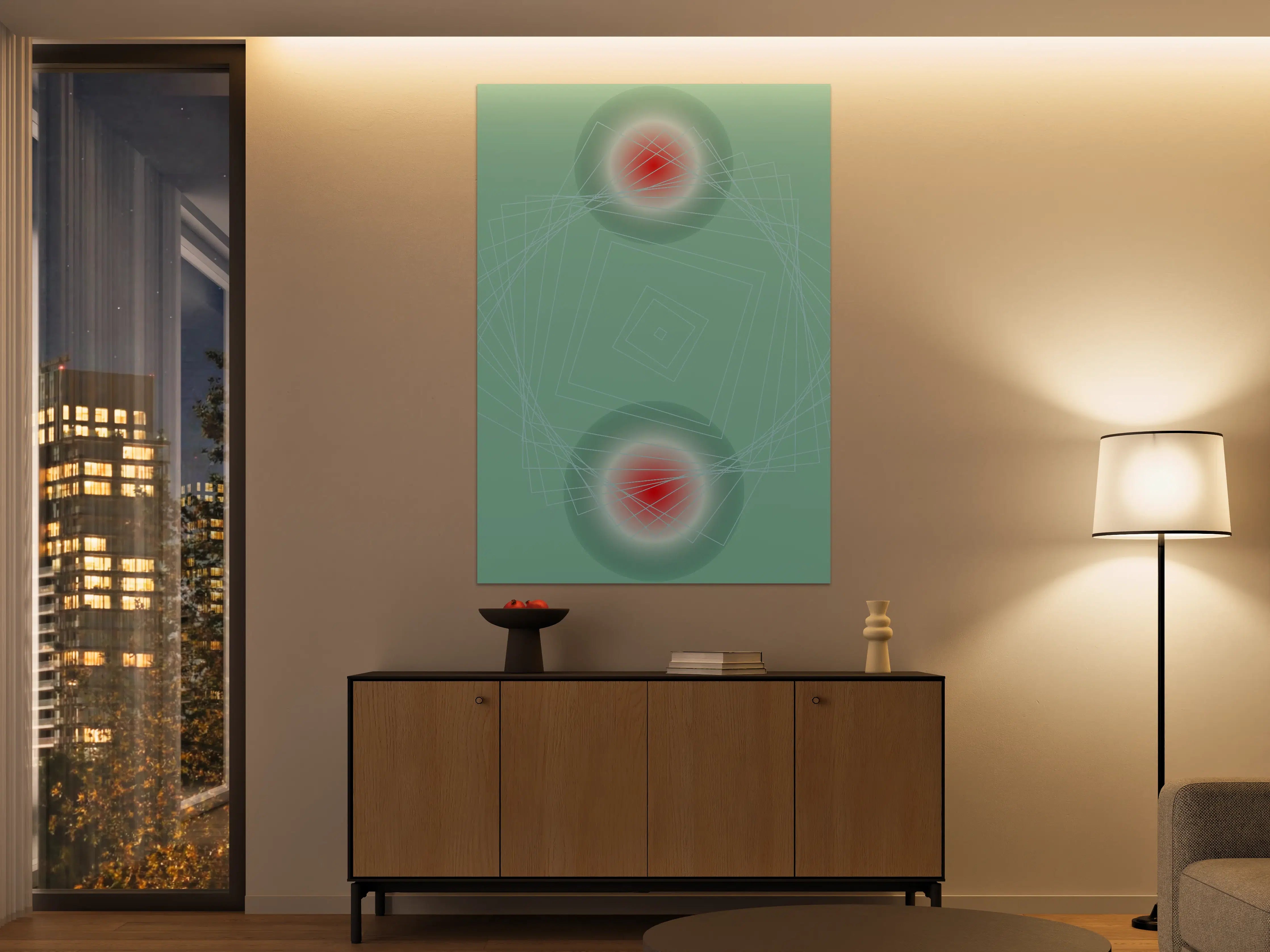 Große Wandbilder - Abstraktes, modernes Digitalkunstwerk mit geometrischen Formen