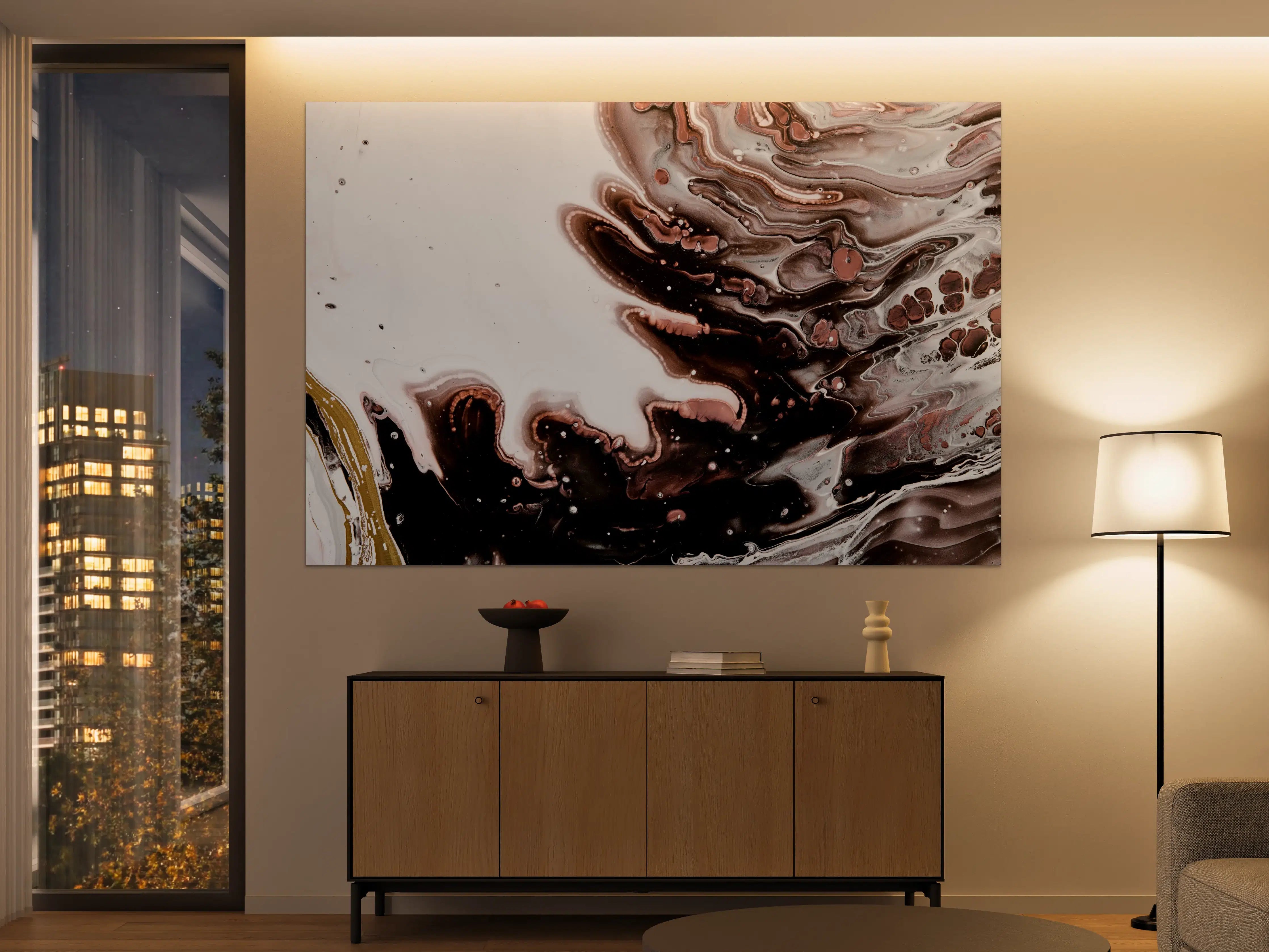 Große Wandbilder - Acryl Flüssigkunst - Dunkle Farben