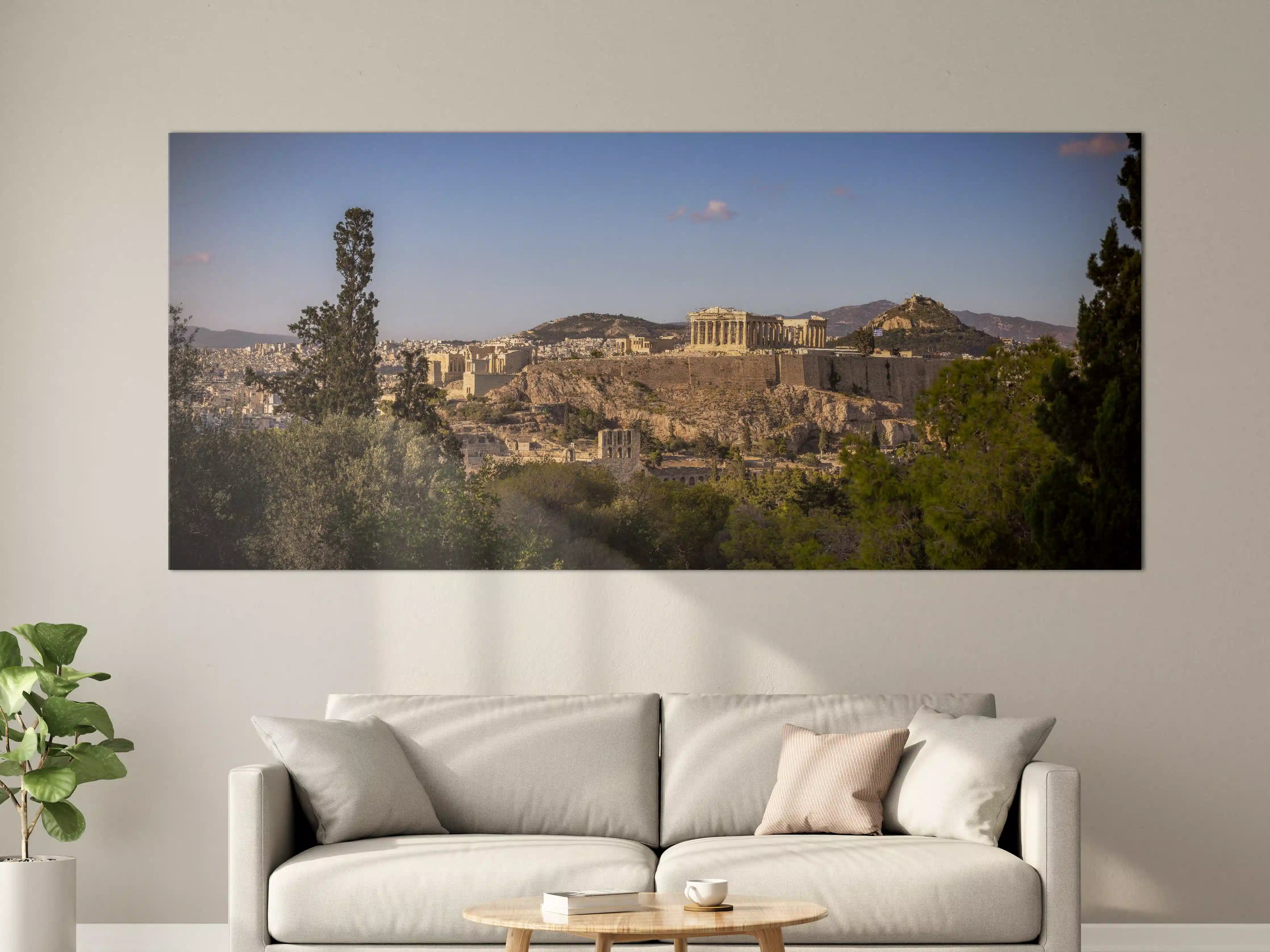 Große Wandbilder - Akropolis Panorama Beige-Blau
