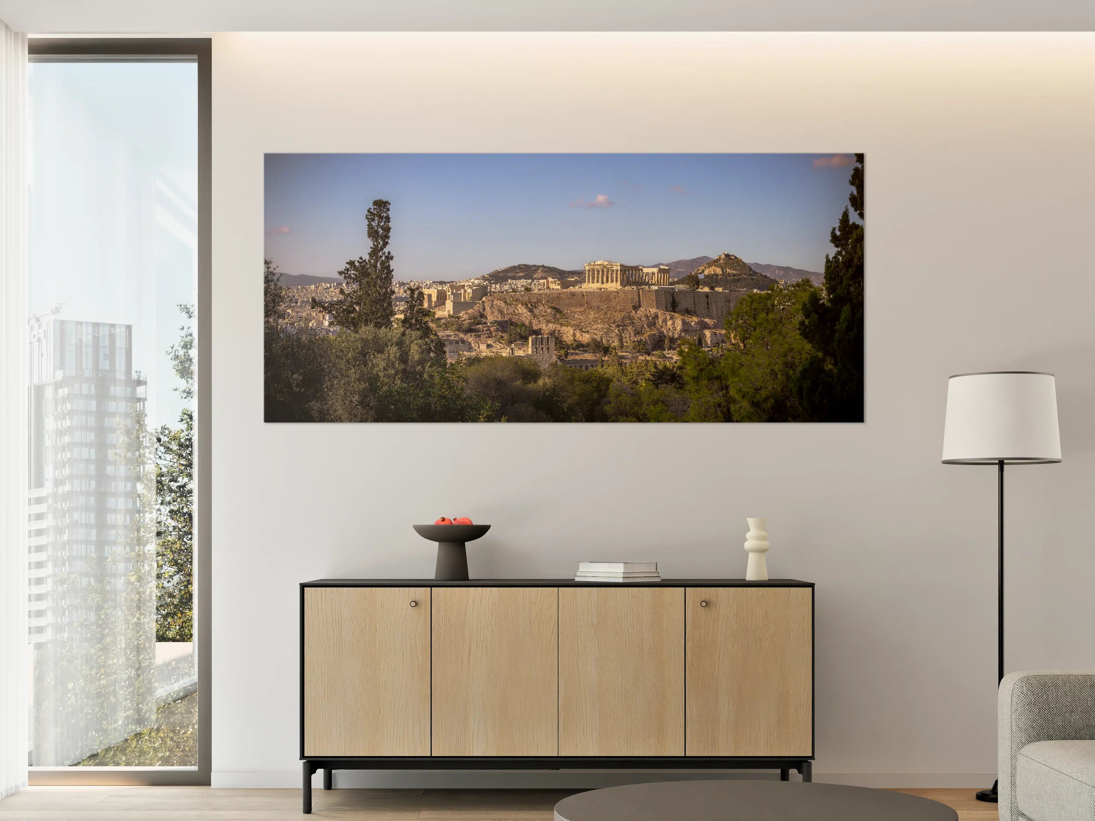 Große Wandbilder - Akropolis Panorama Beige-Blau