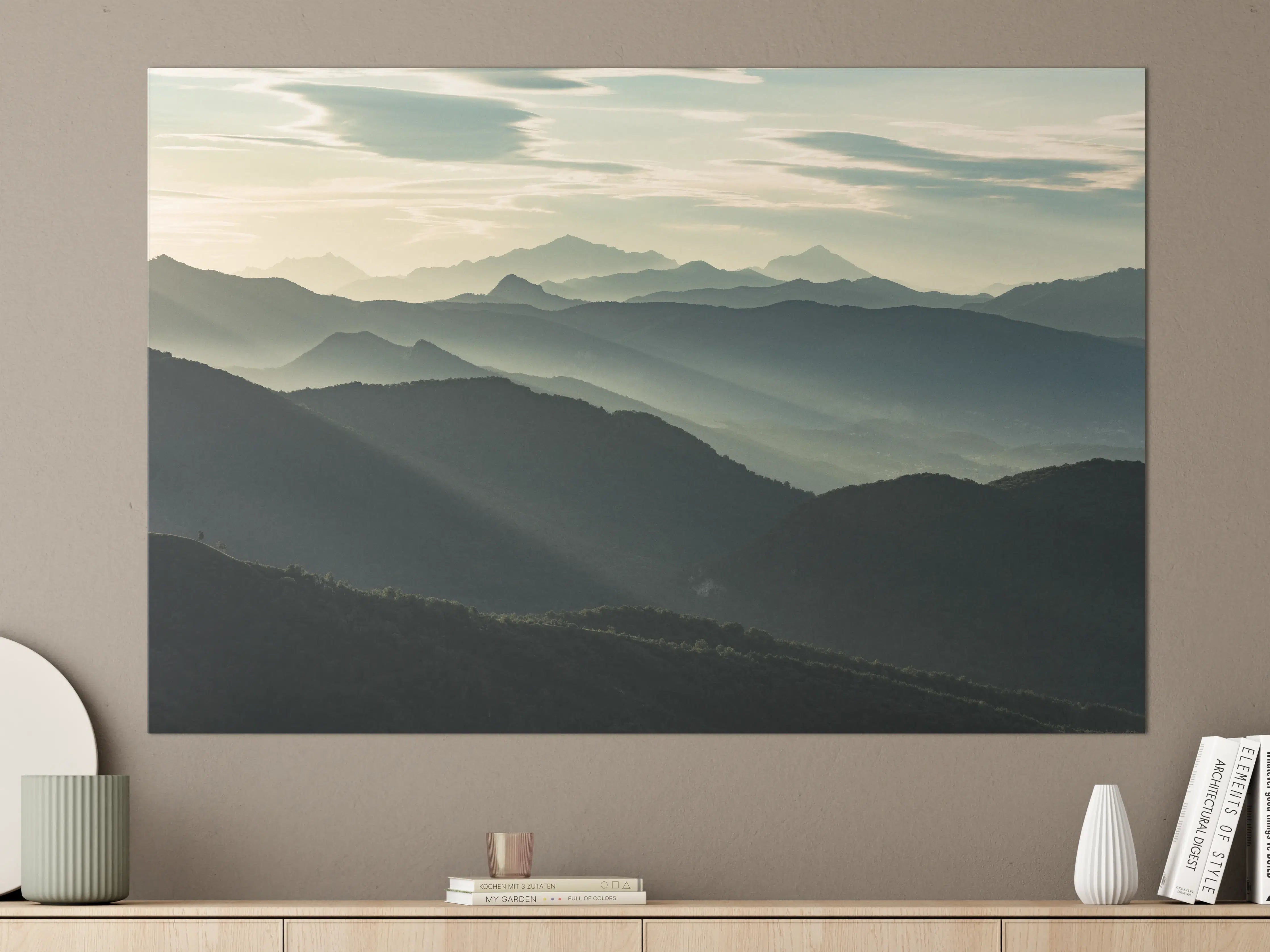 Große Wandbilder - Alpen Morgenlicht Silhouetten