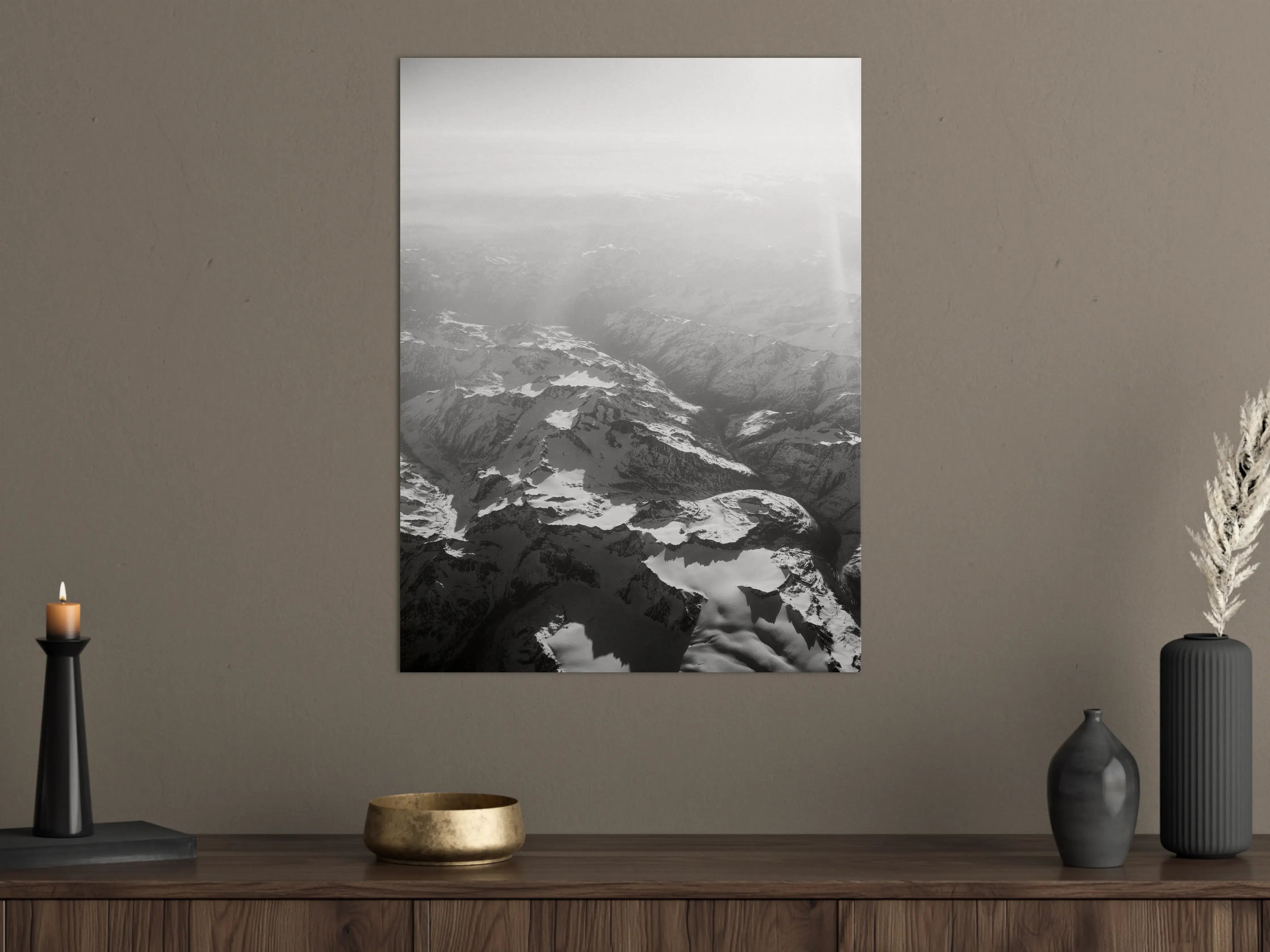 Große Wandbilder - Alpenidylle in Schwarz-Weiß