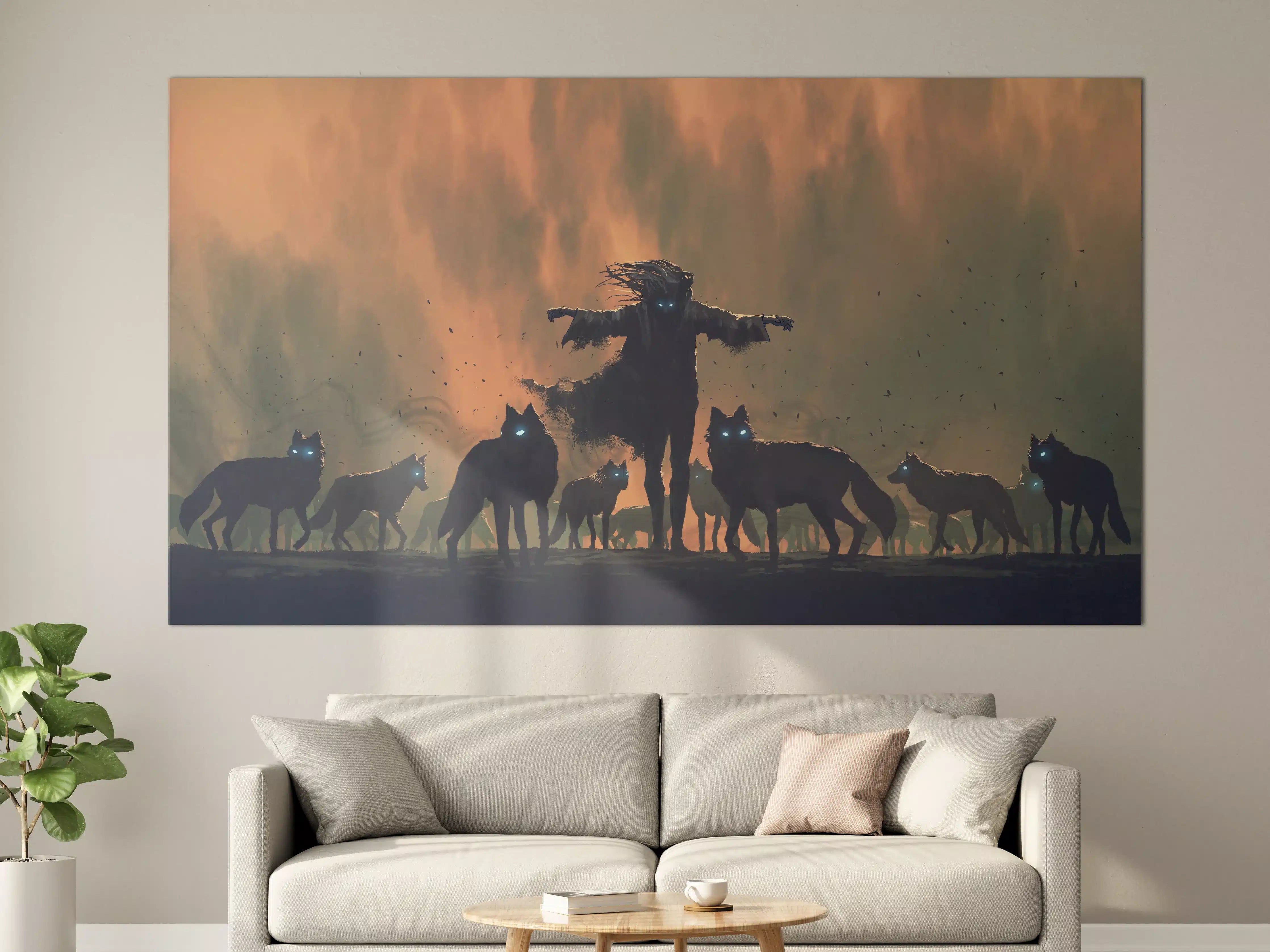 Große Wandbilder - Alpha-Wolf Silhouette Dämmerung