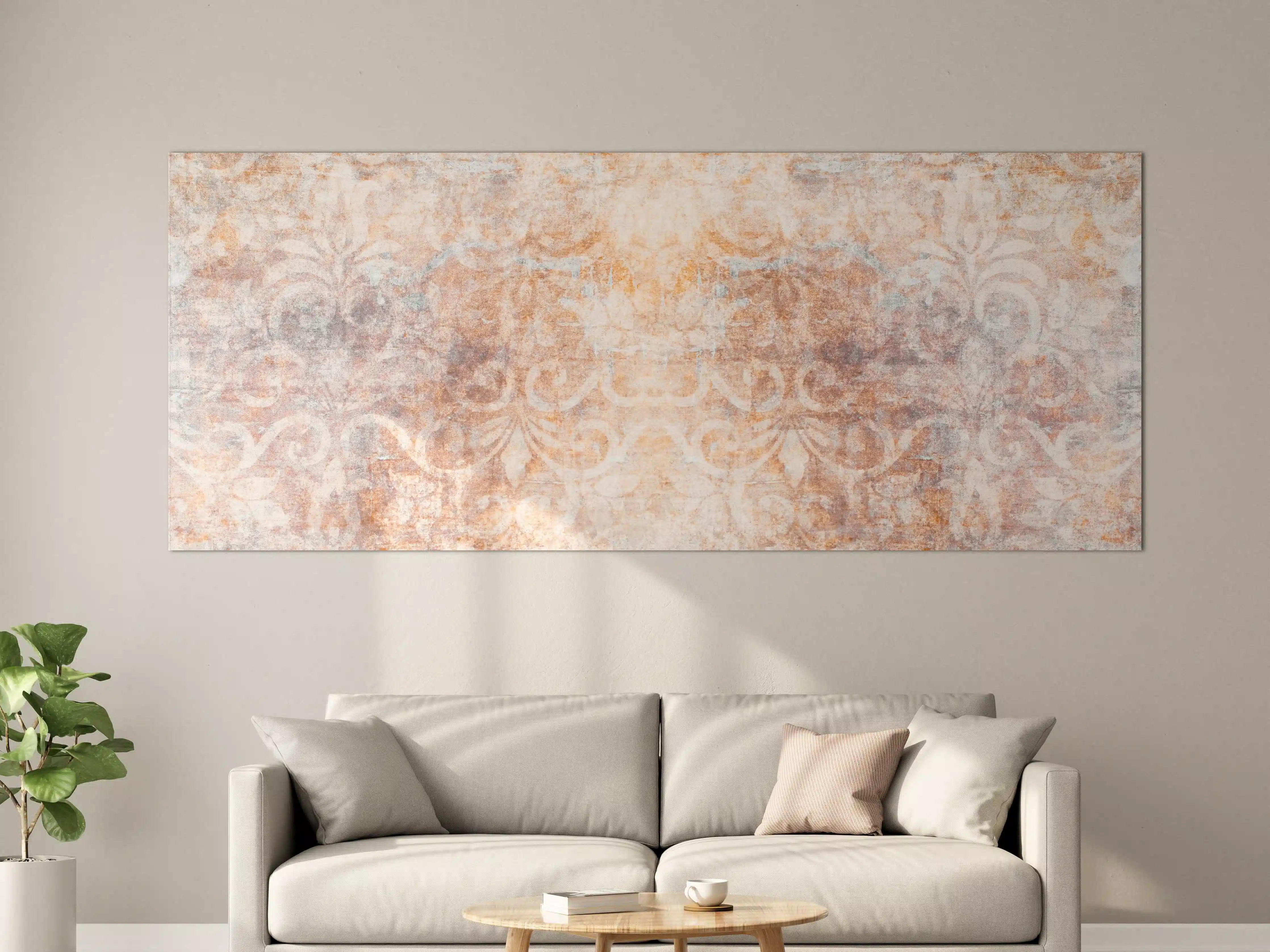 Große Wandbilder - Alte braun-orange-weiß Fliesenpatchwork