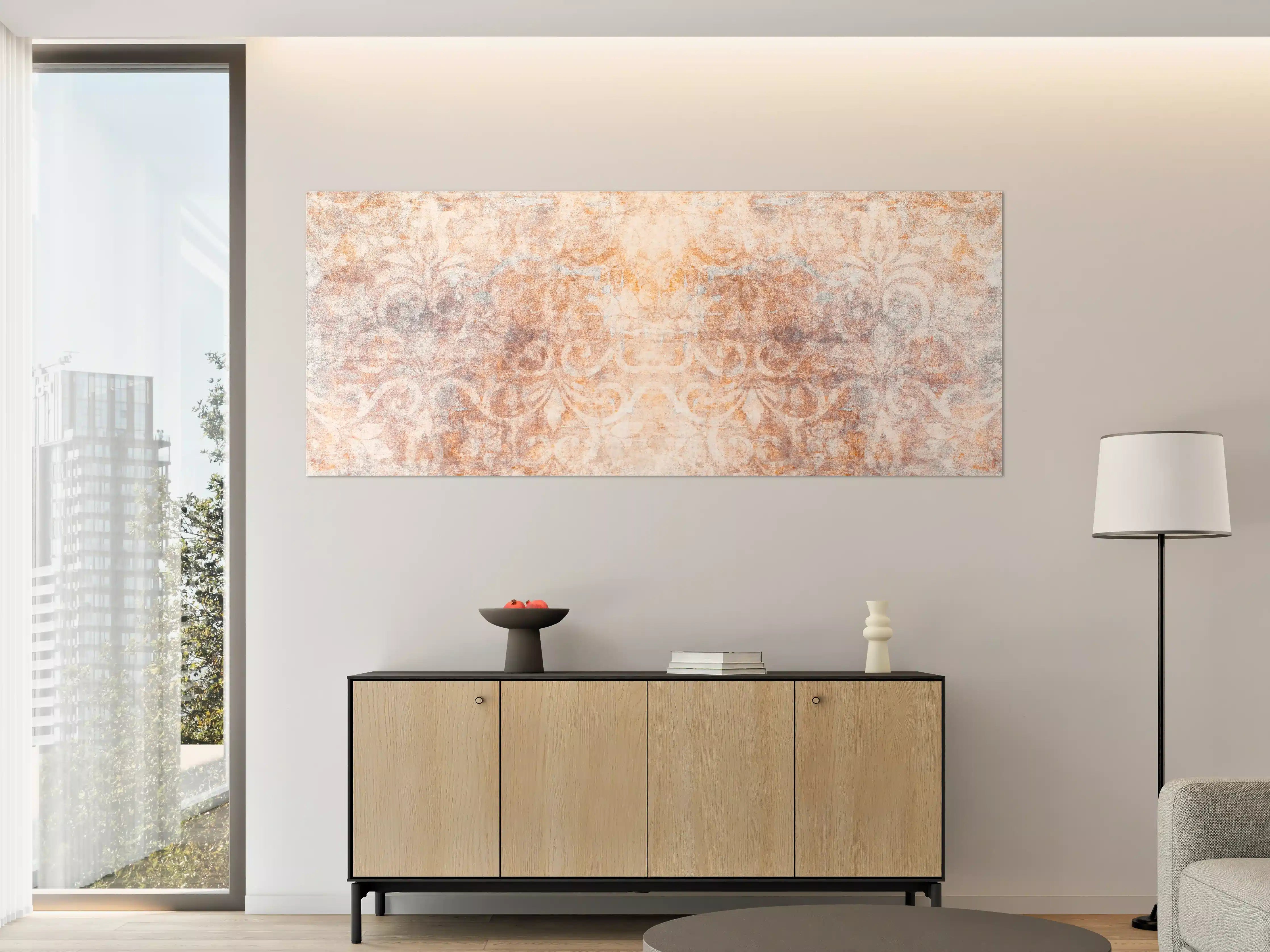 Große Wandbilder - Alte braun-orange-weiß Fliesenpatchwork