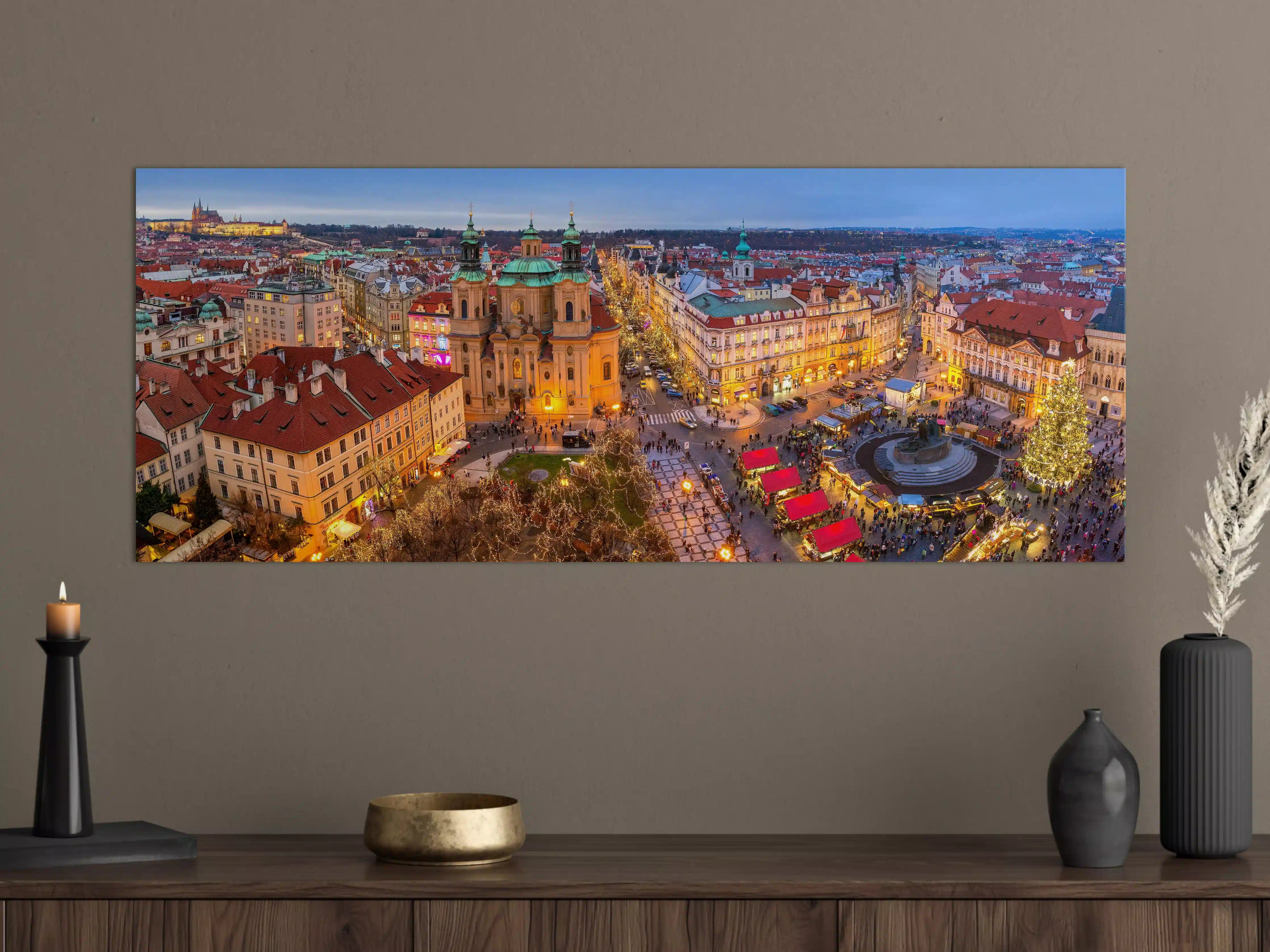 Große Wandbilder - Altstadt von Prag zu Weihnachten