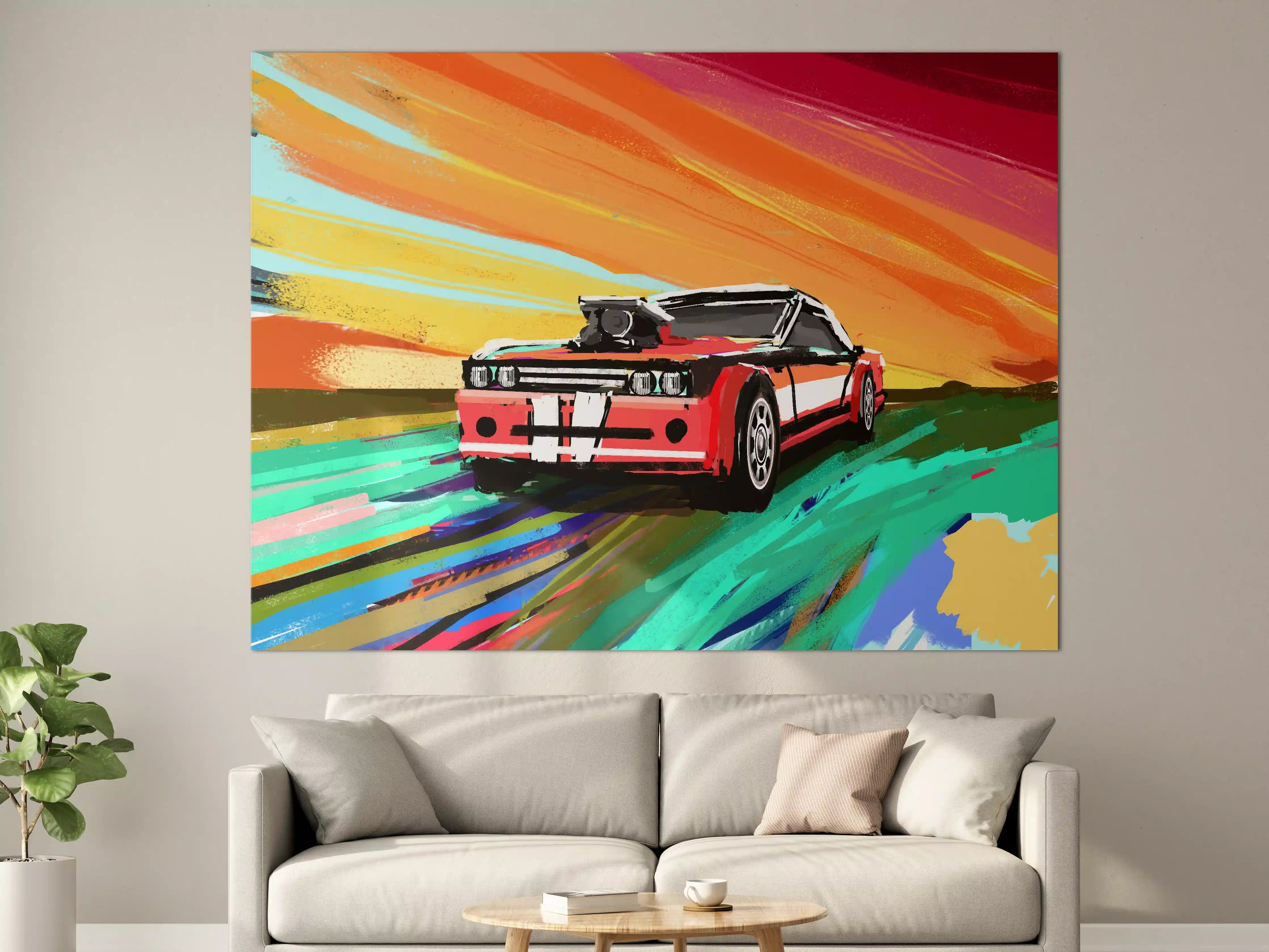Große Wandbilder - Amerikanisches 70er-Jahre-Muscle-Car Gemälde