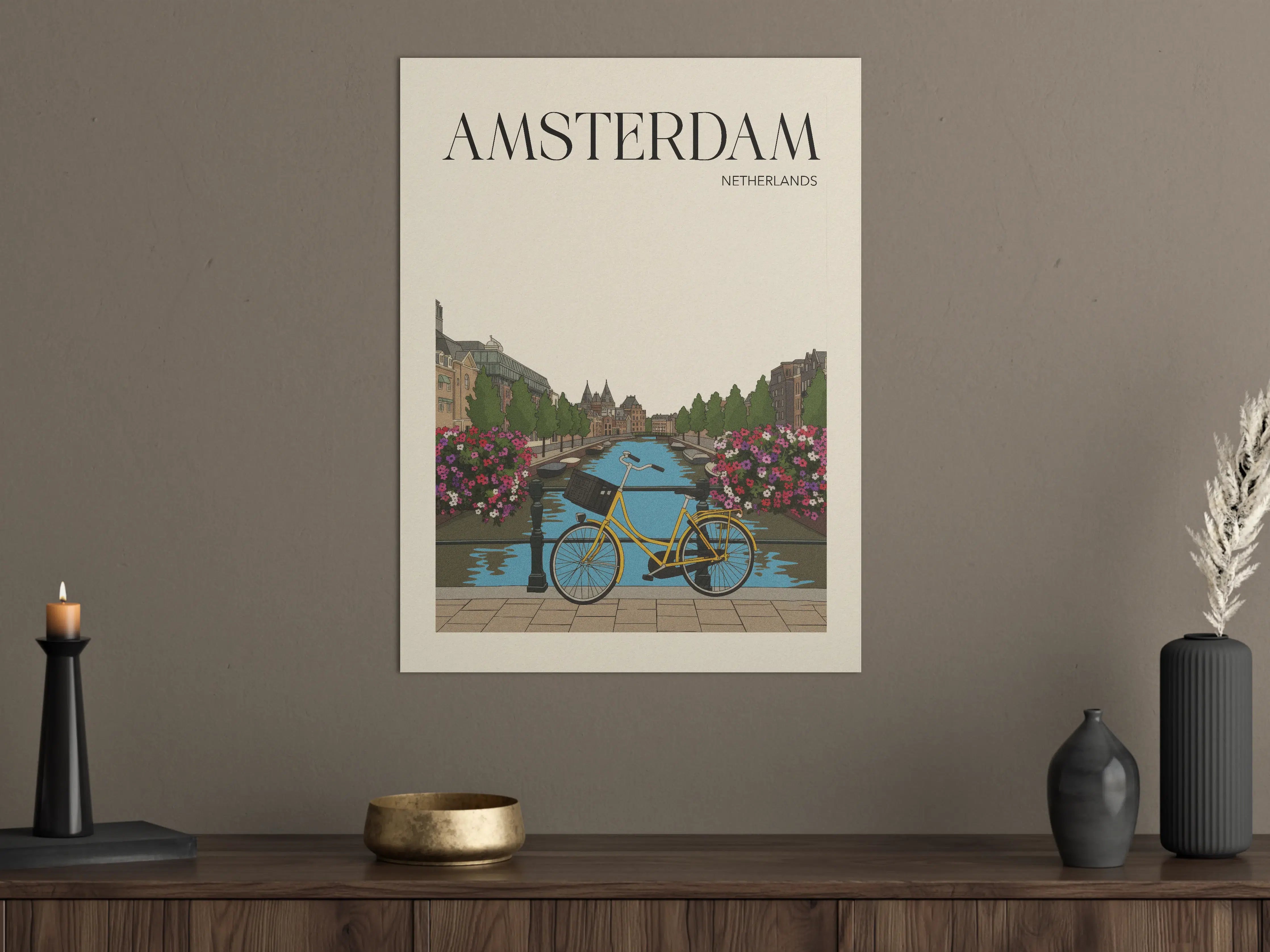 Große Wandbilder - Amsterdam Stadtbild mit Fahrrad