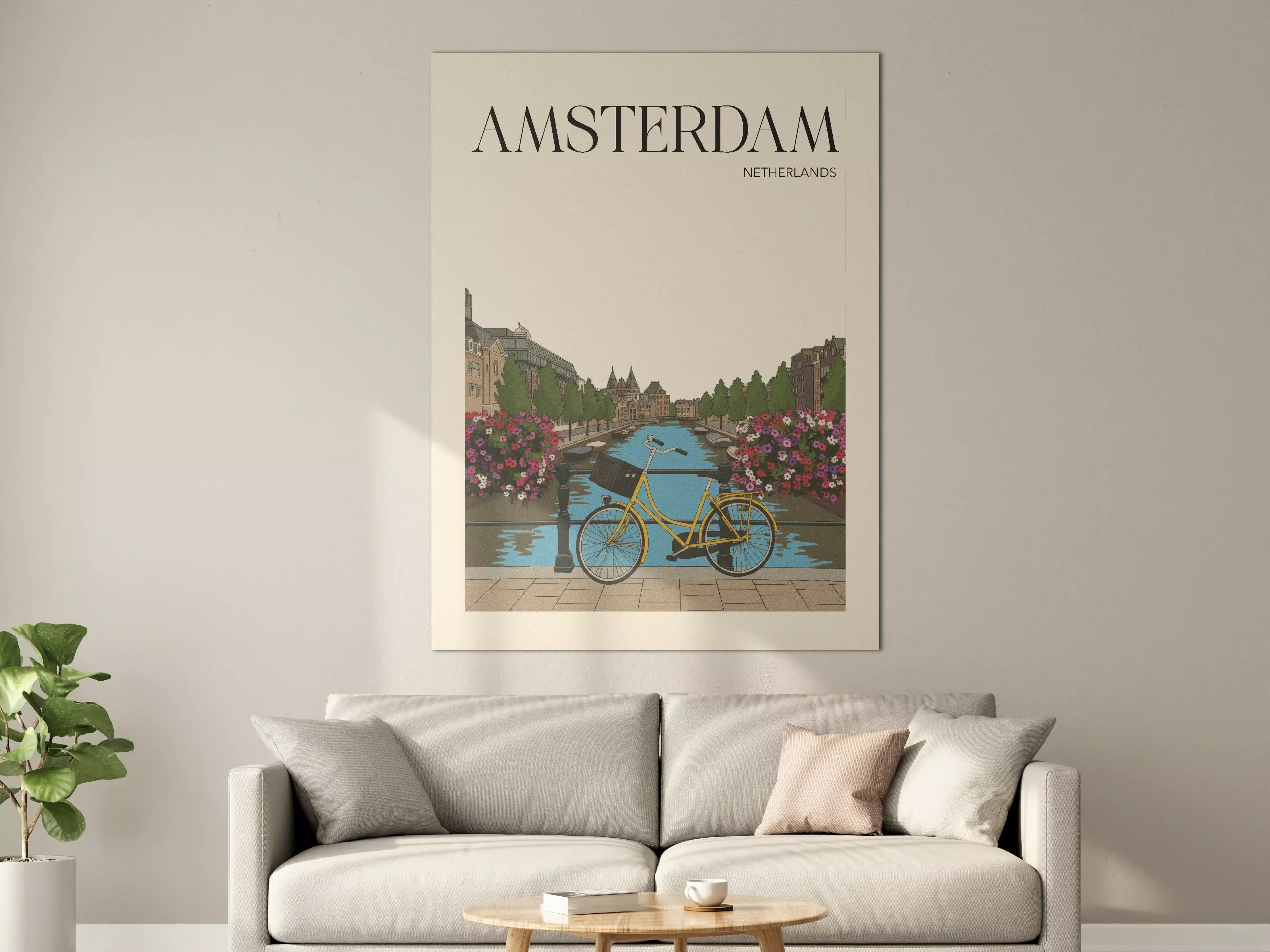 Große Wandbilder - Amsterdam Stadtbild mit Fahrrad