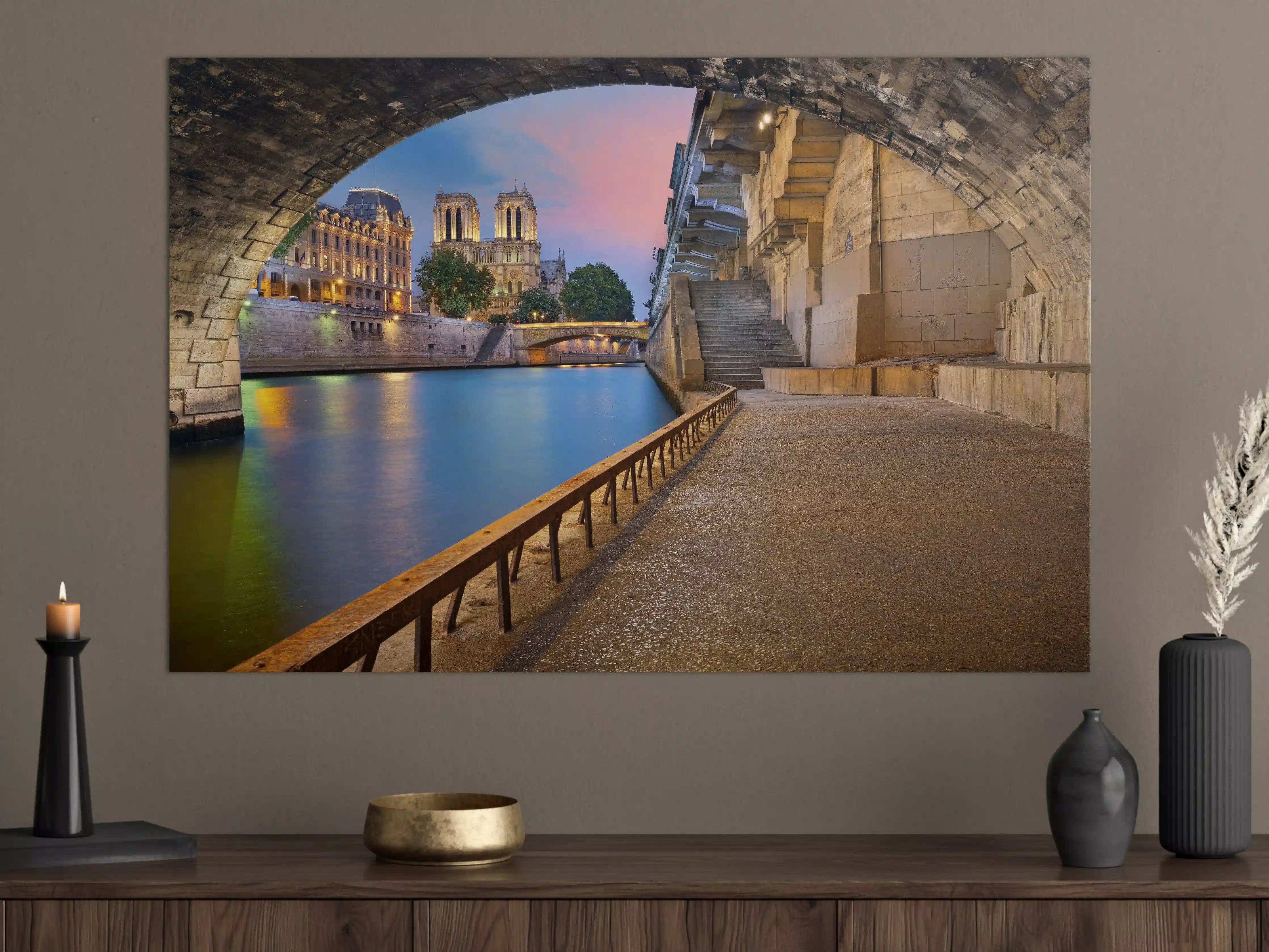 Große Wandbilder - Anblick auf Kathedrale Notre-Dame vom Ufer