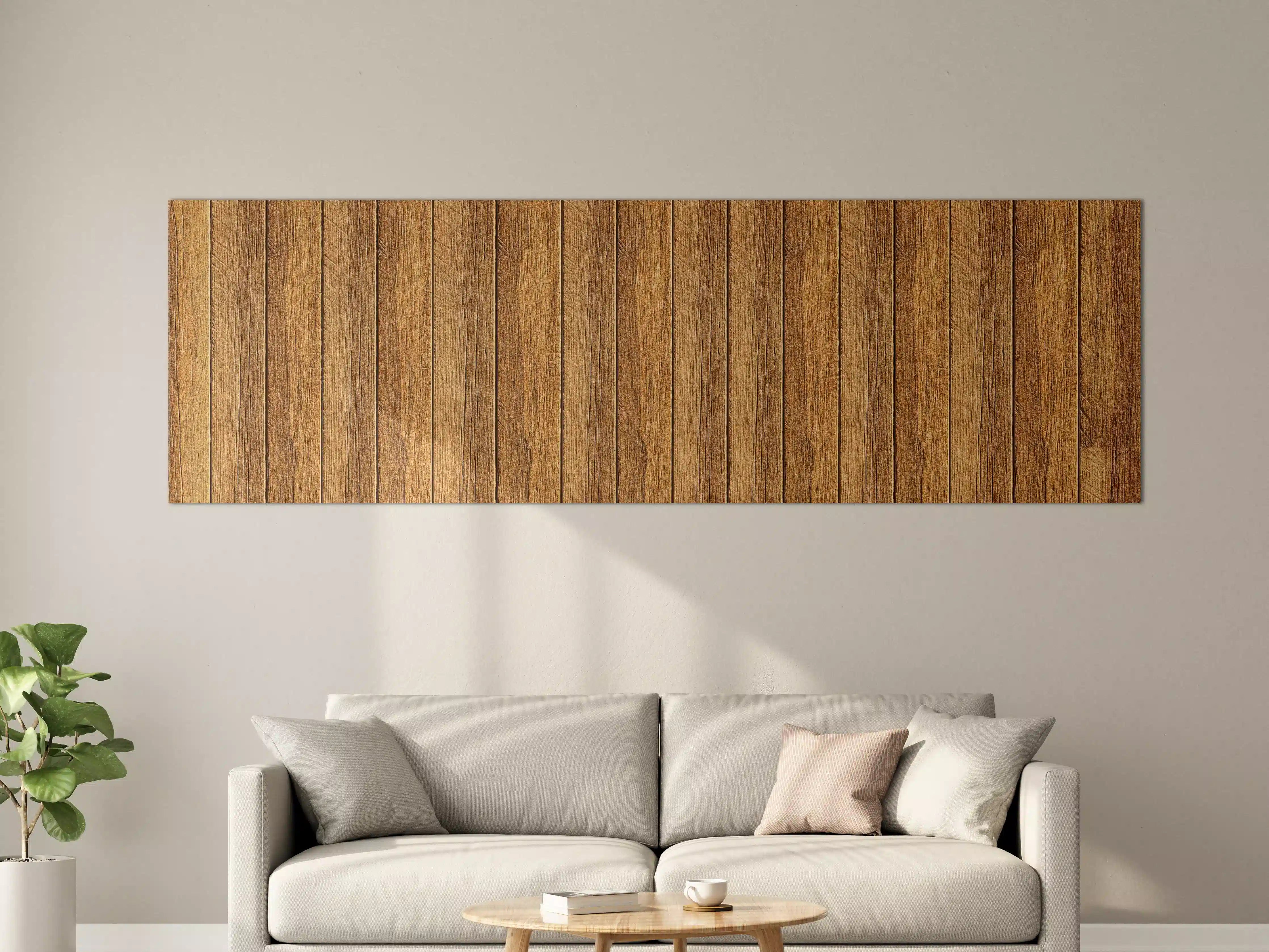 Große Wandbilder - Aneinandergereihte braune Holzplanken