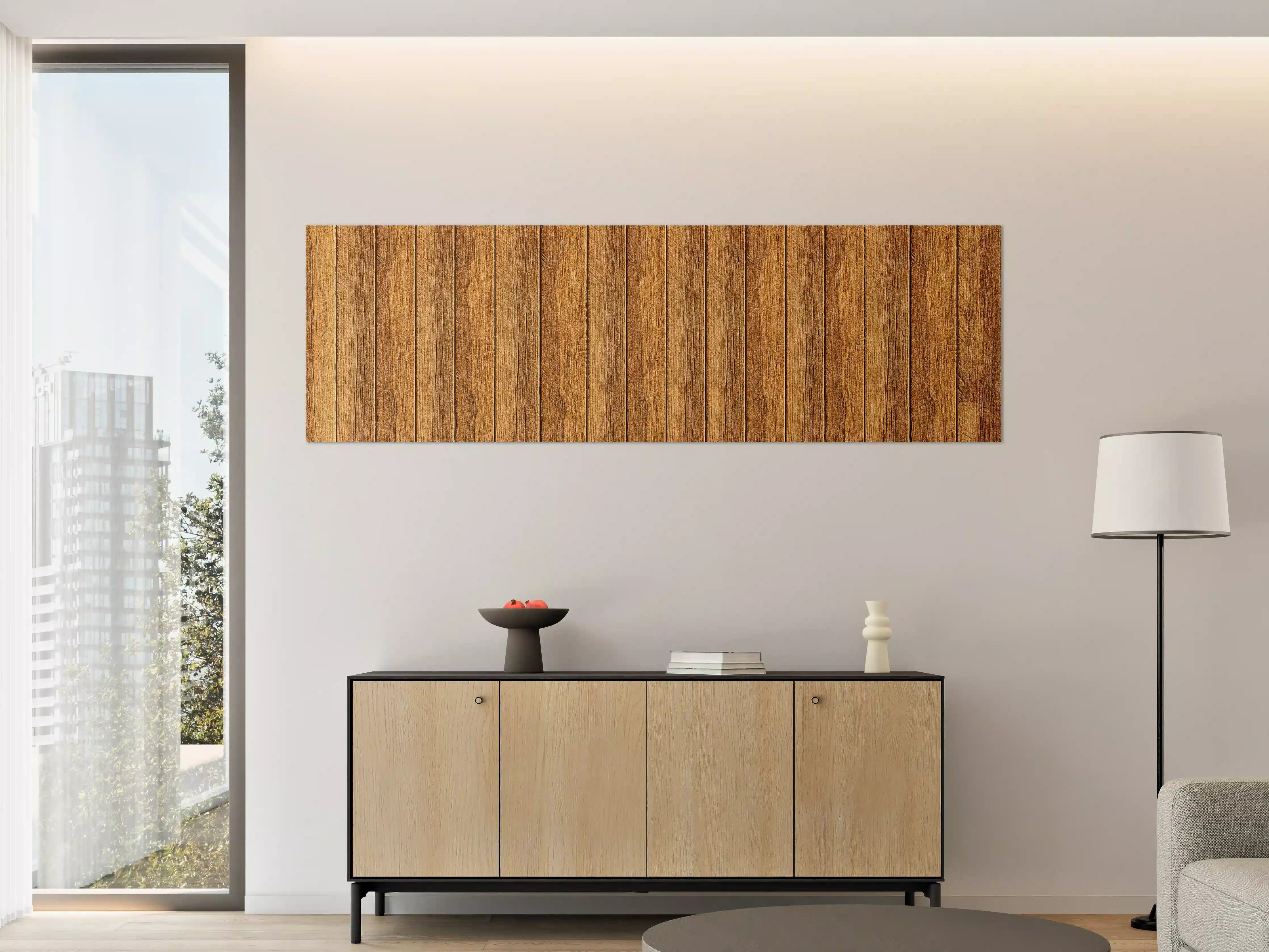Große Wandbilder - Aneinandergereihte braune Holzplanken