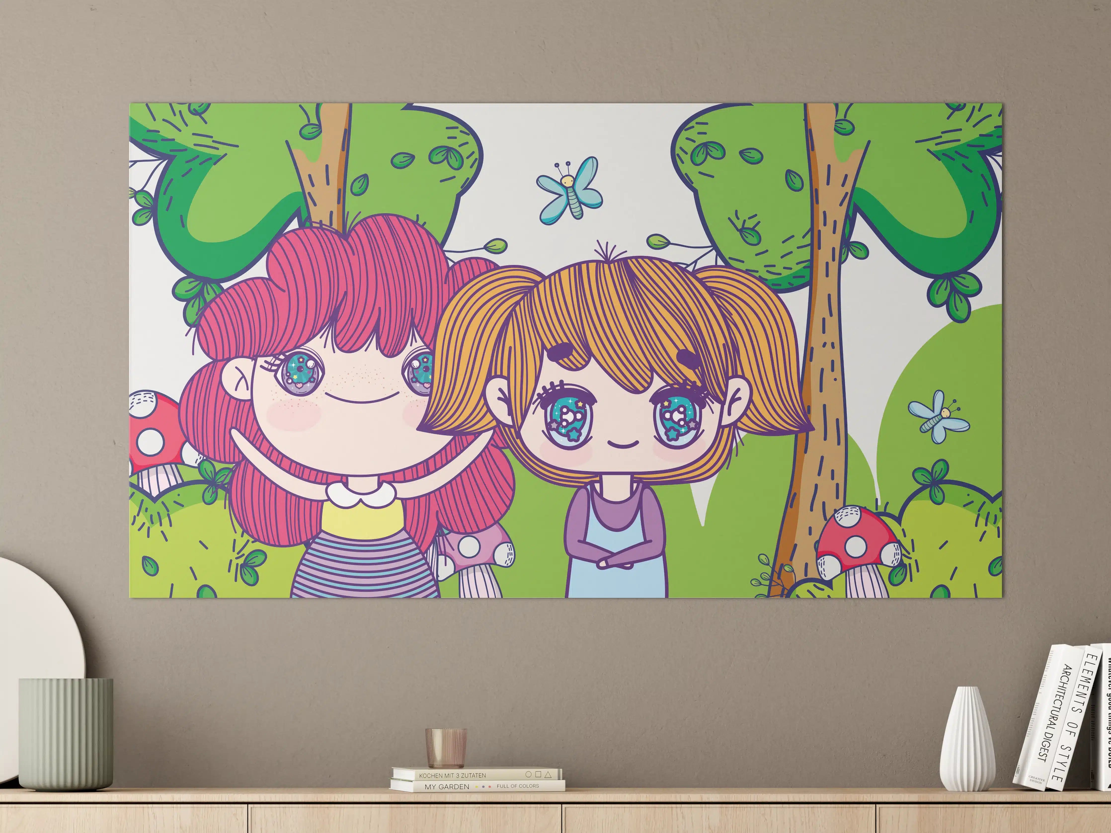 Große Wandbilder - Anime-Mädchen im Zauberwald