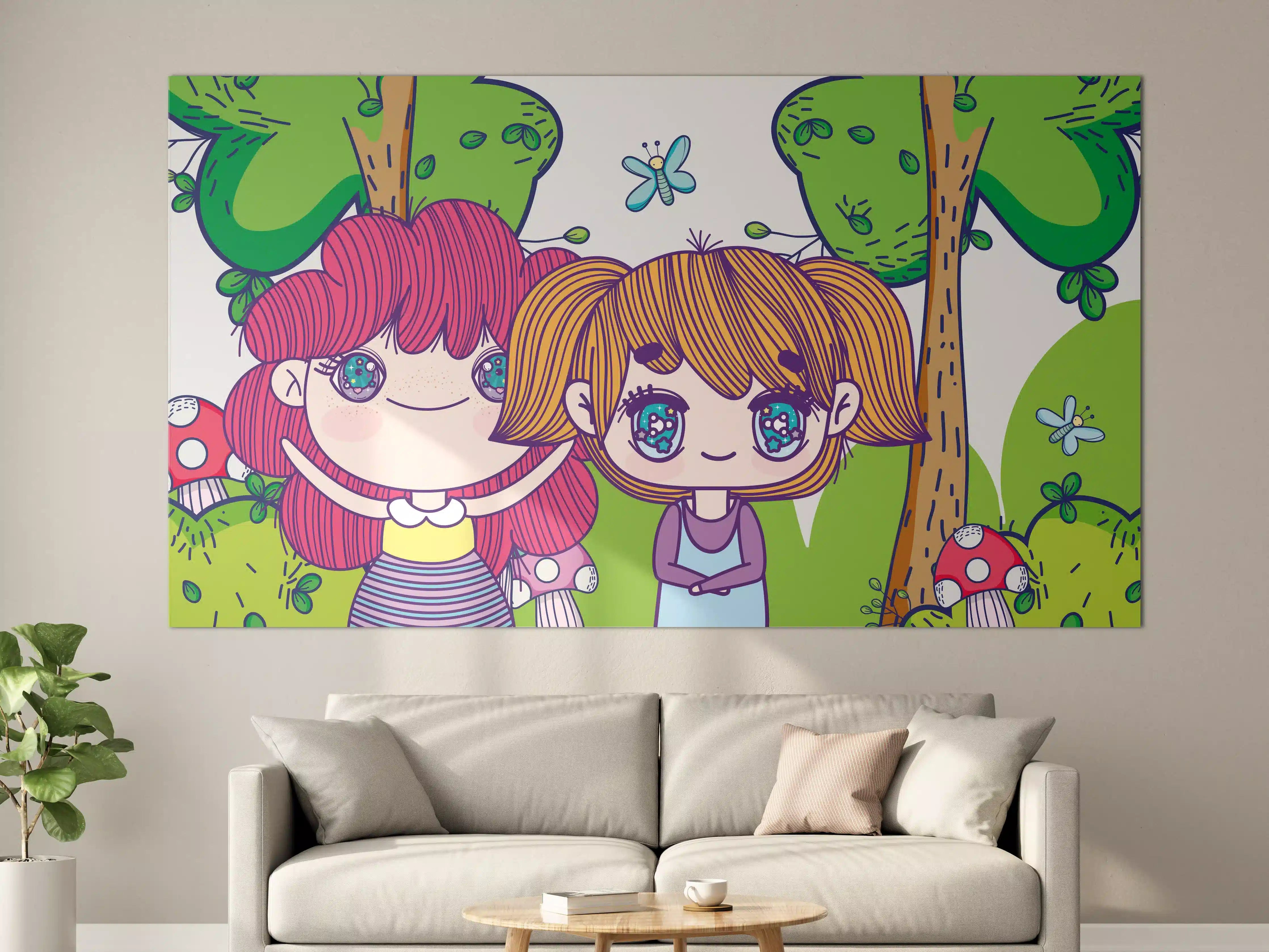 Große Wandbilder - Anime-Mädchen im Zauberwald