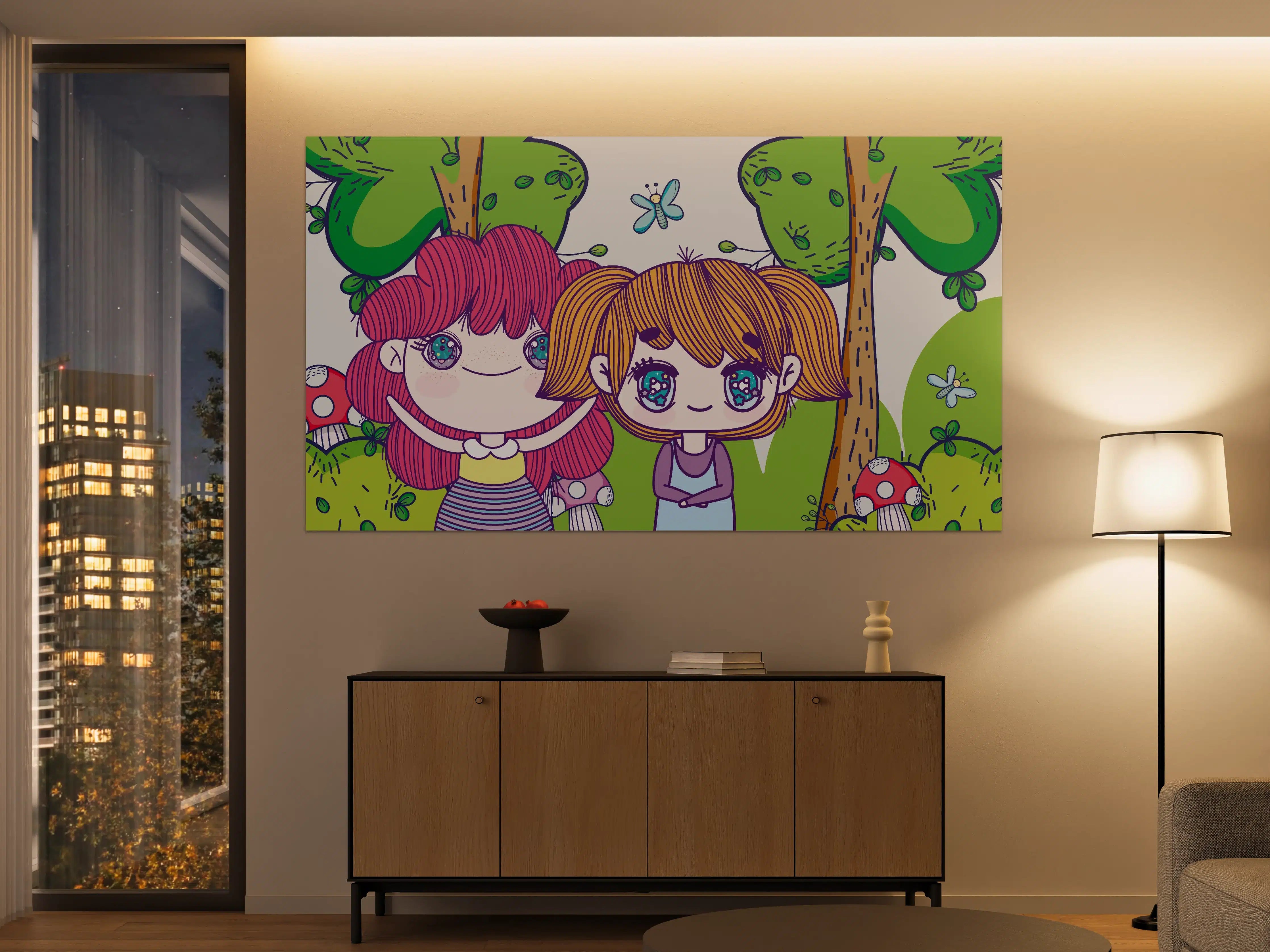 Große Wandbilder - Anime-Mädchen im Zauberwald