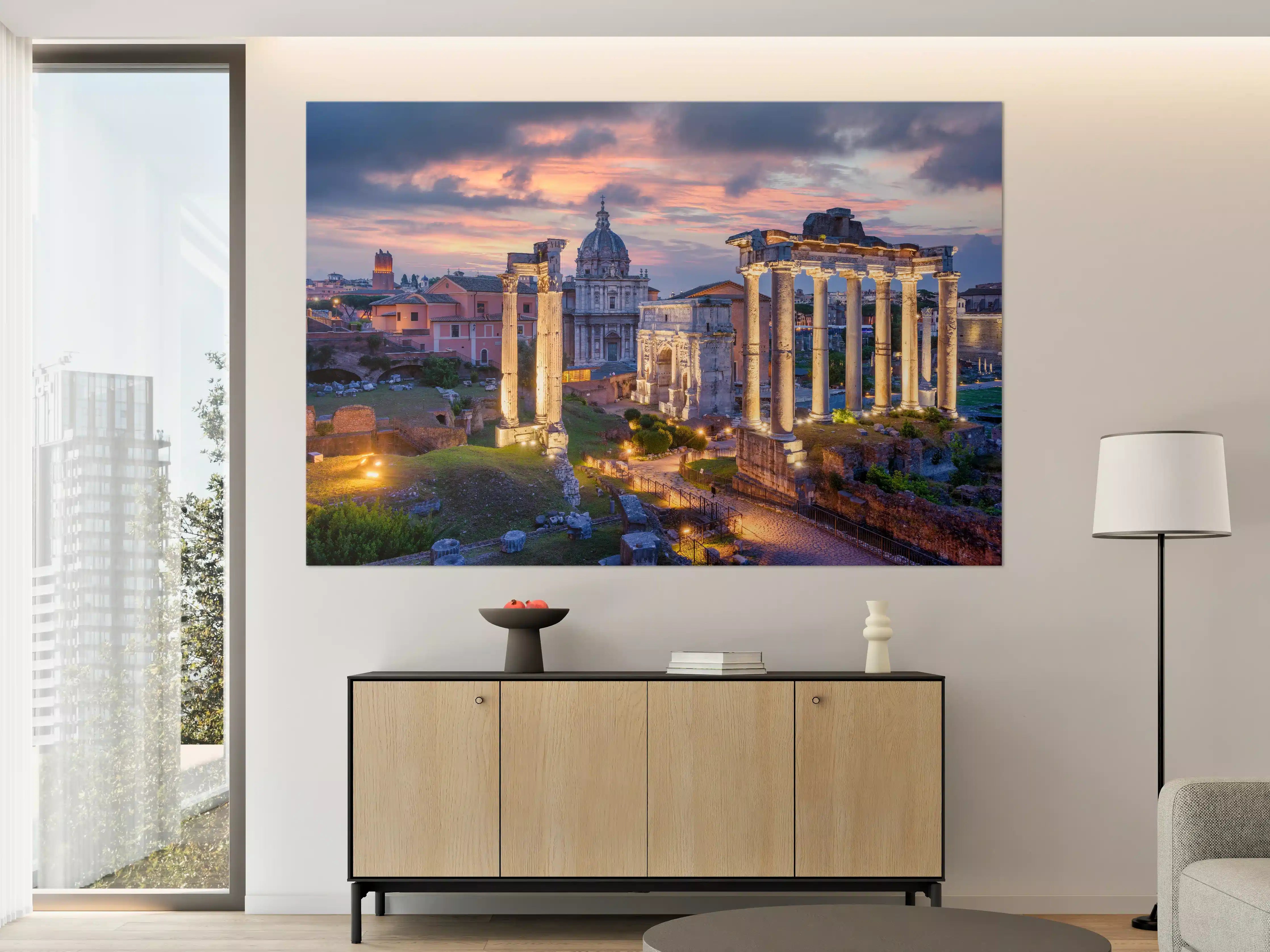 Große Wandbilder - Antike Römerarchitektur bei Sonnenuntergang