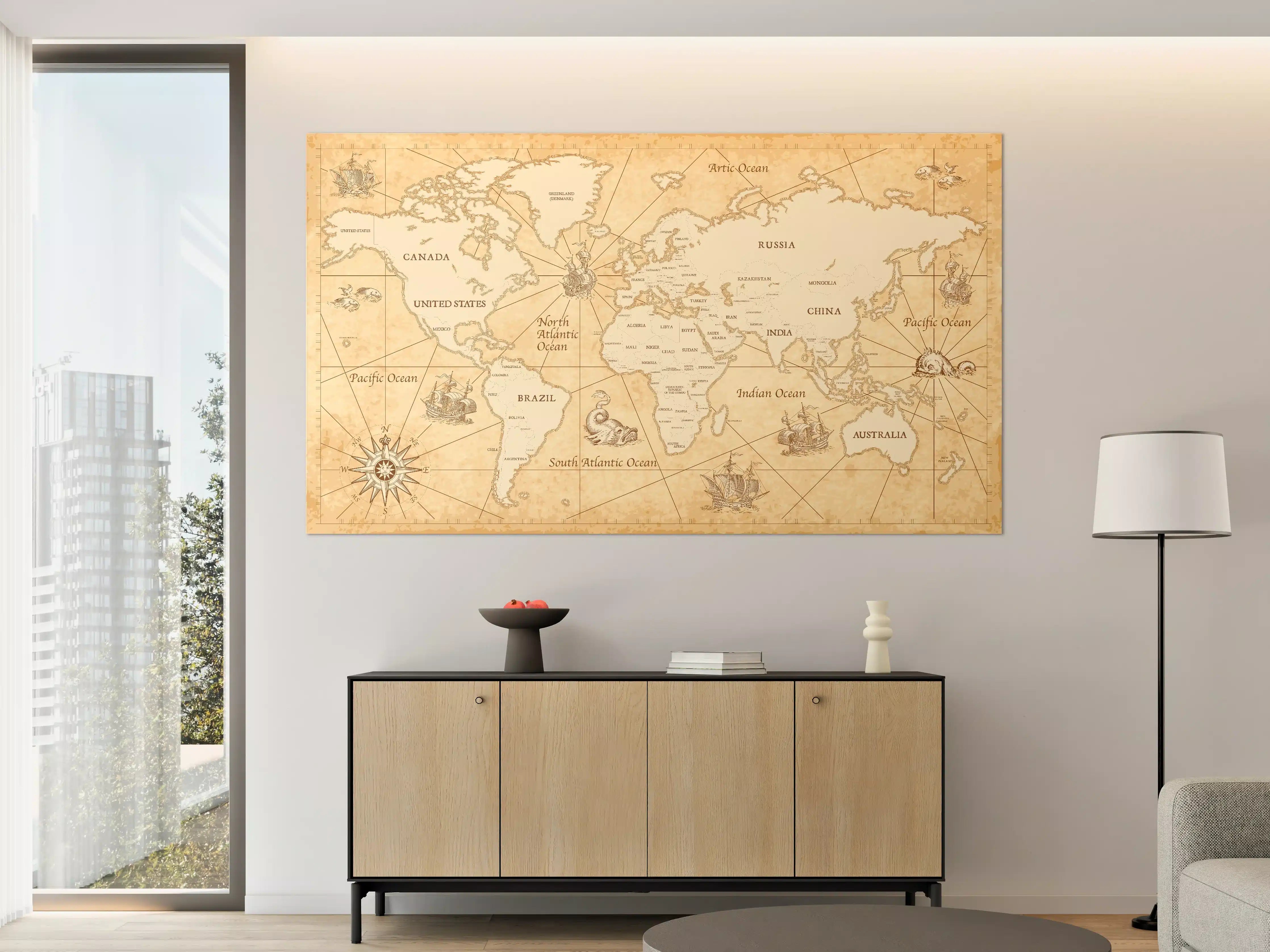 Große Wandbilder - Antike Stil Weltkarte