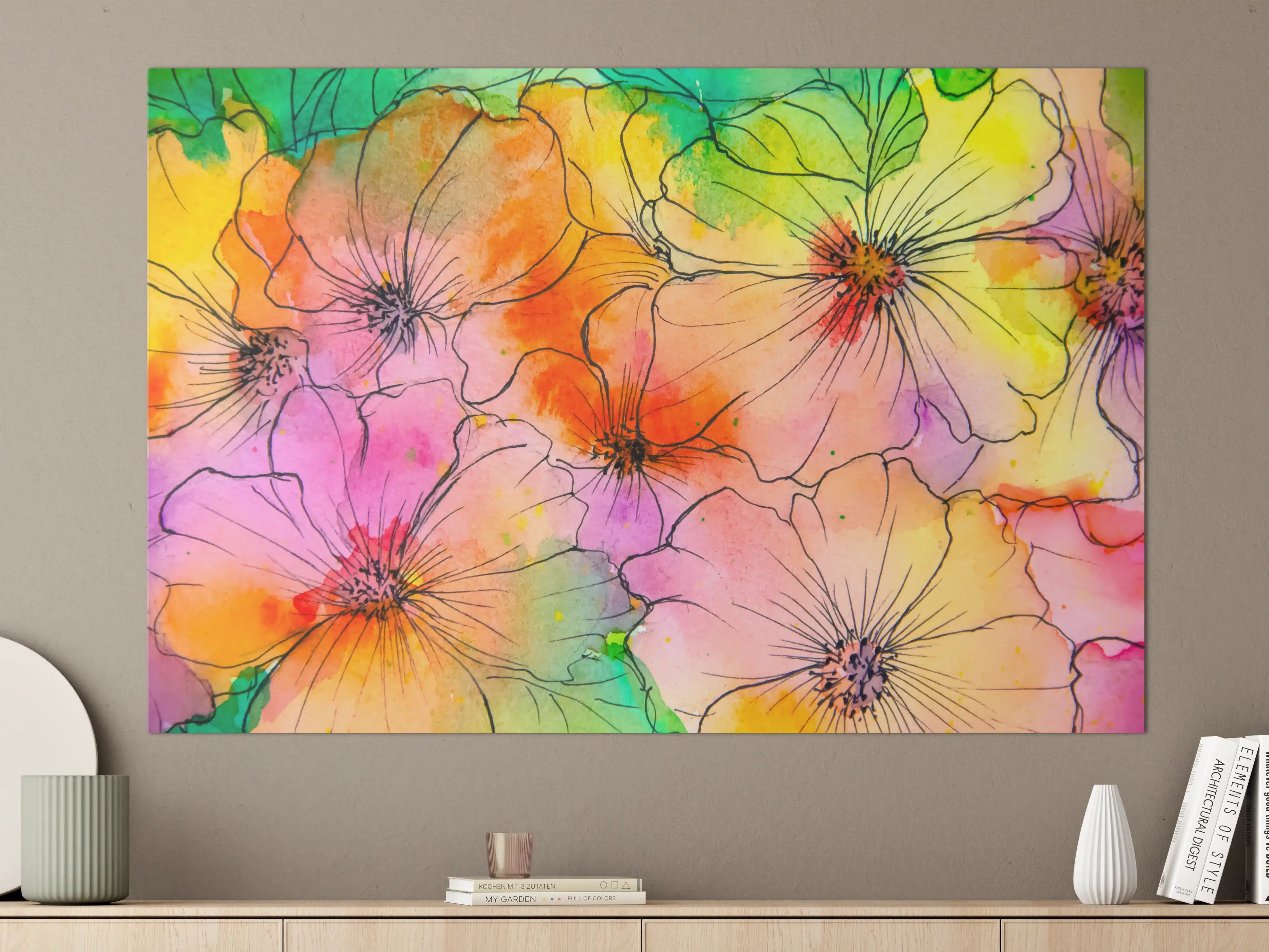Große Wandbilder - Aquarell Blumen Malerei