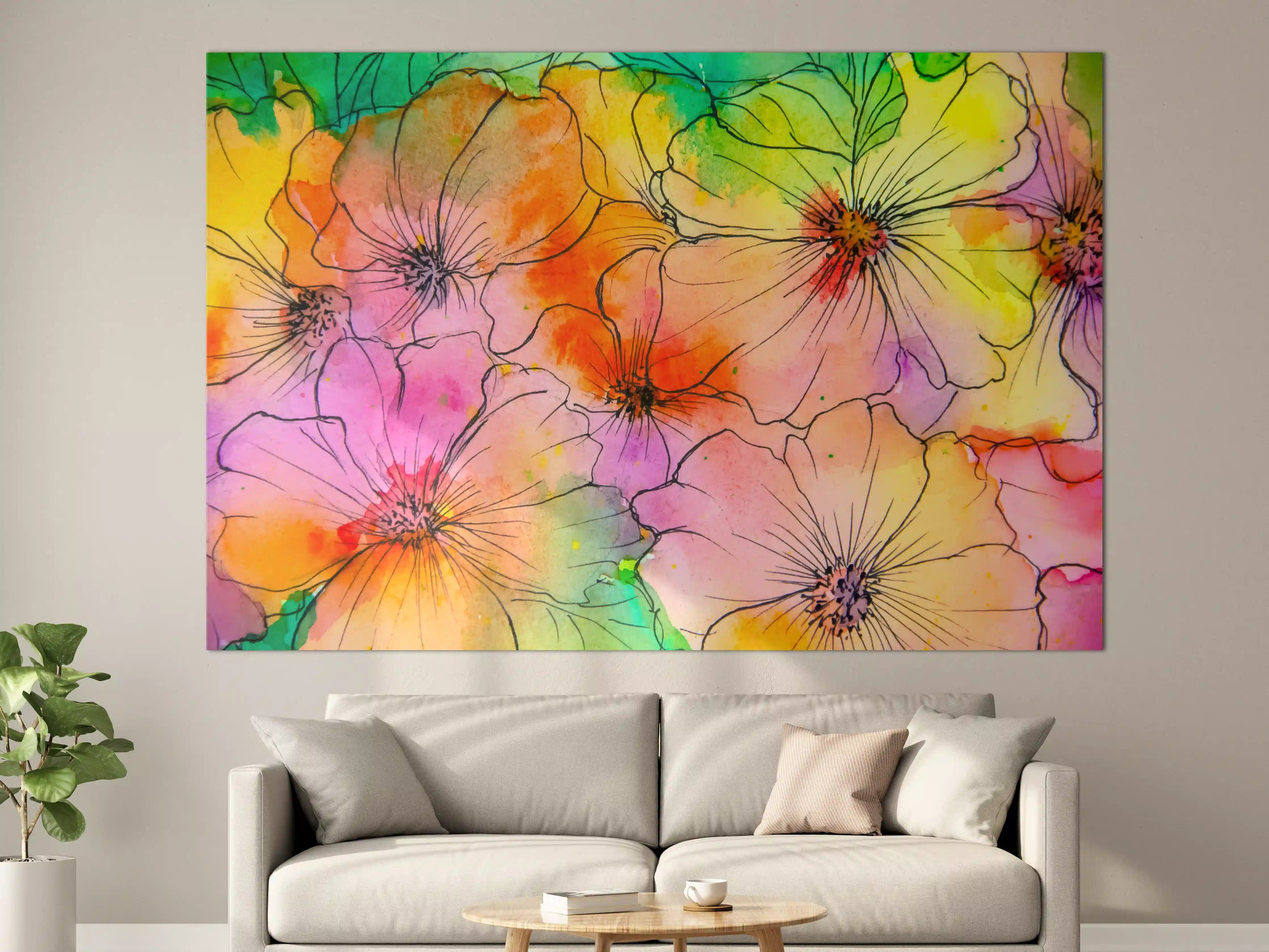 Große Wandbilder - Aquarell Blumen Malerei