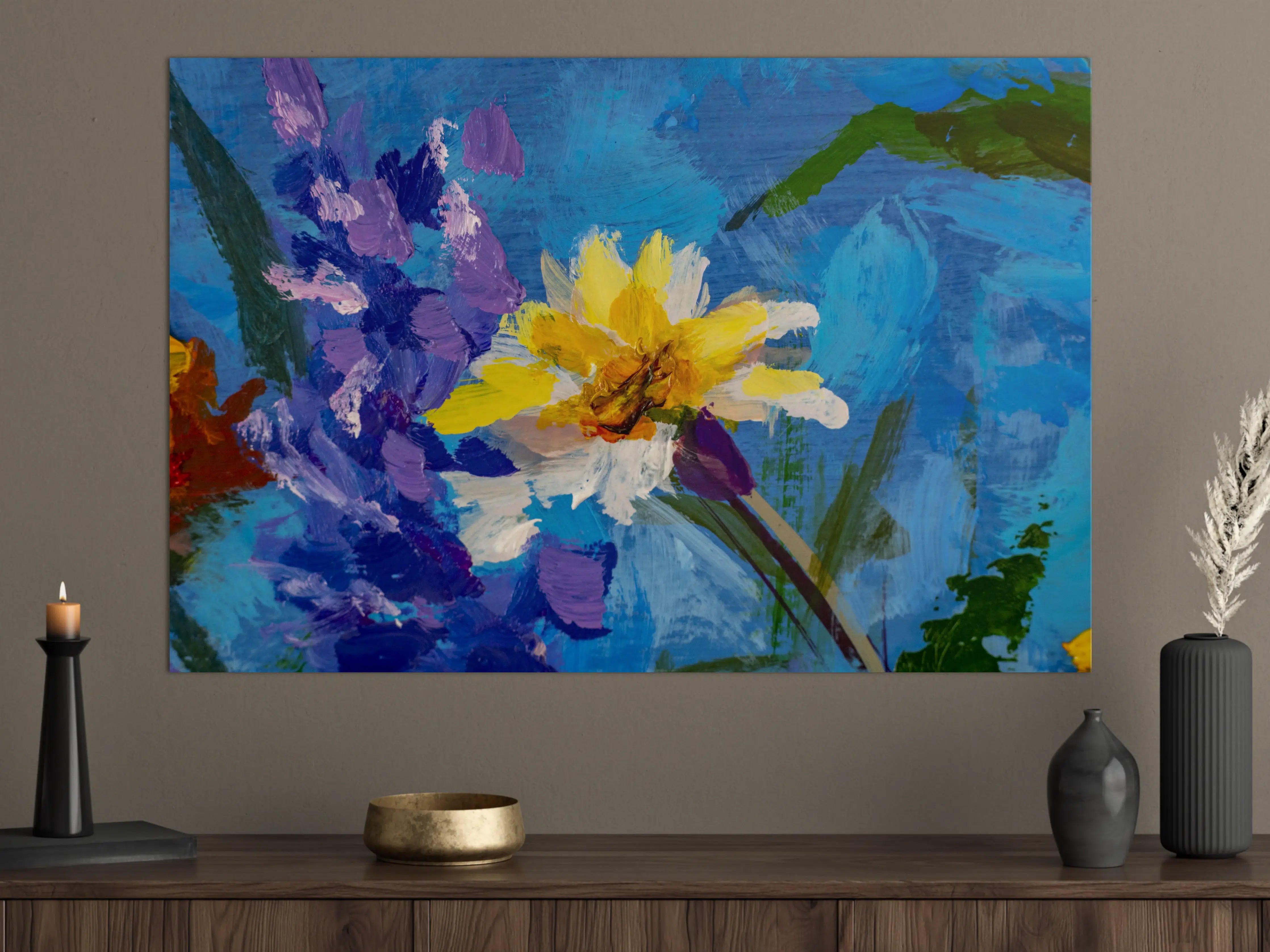 Große Wandbilder - Aquarell Blumengemälde (Claude Monet)