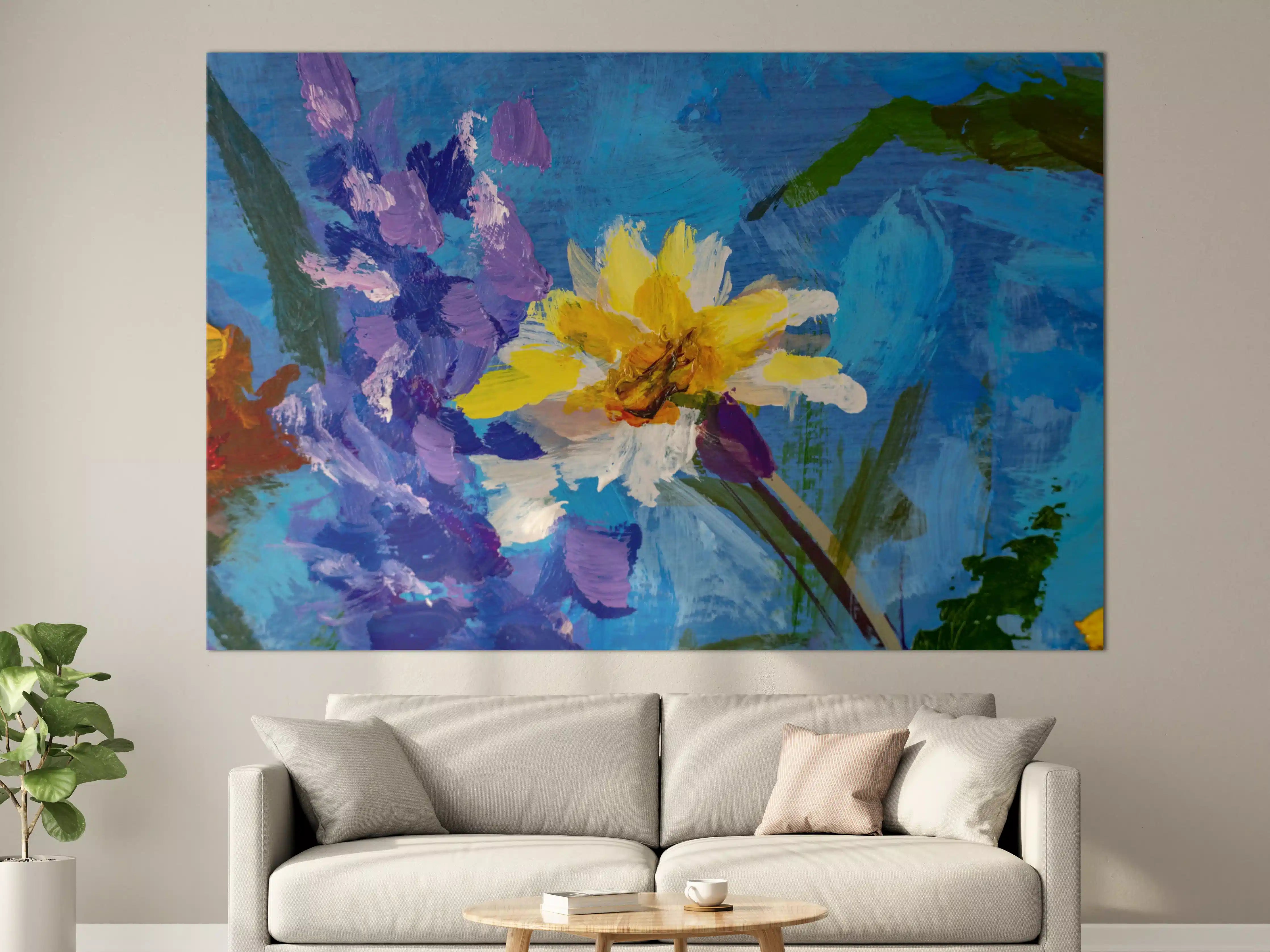 Große Wandbilder - Aquarell Blumengemälde (Claude Monet)