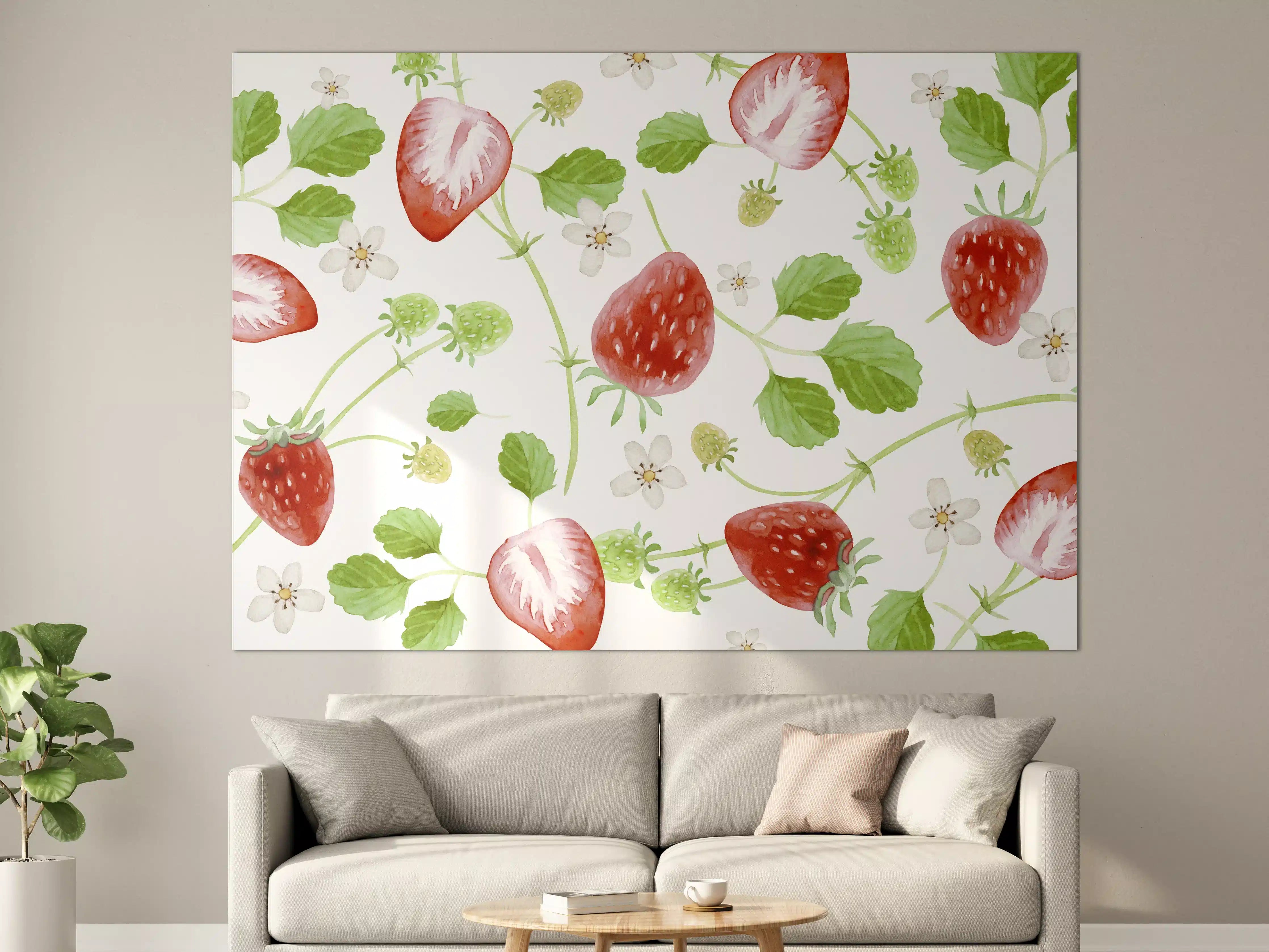 Große Wandbilder - Aquarell Erdbeeren Hintergrund