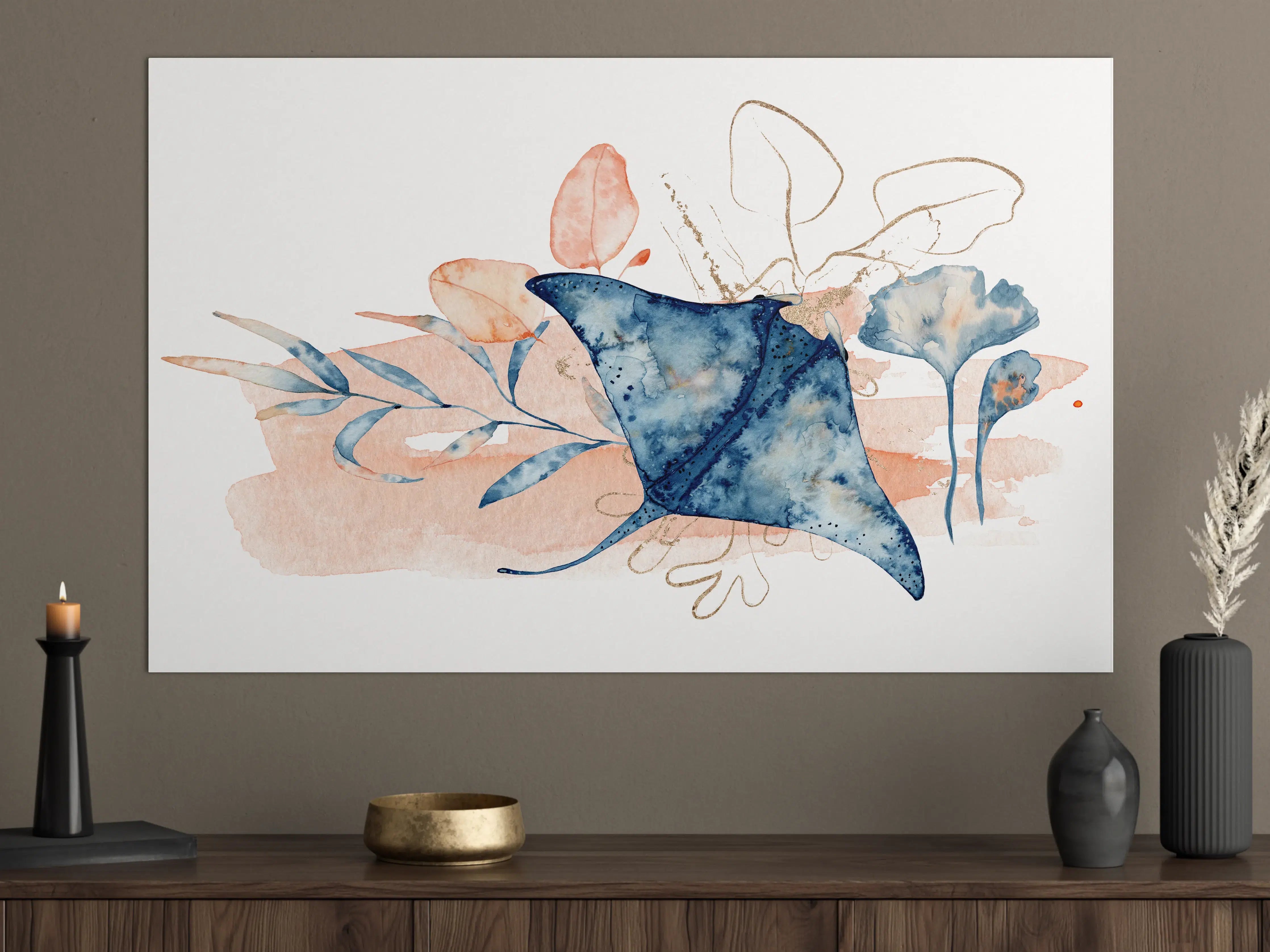 Große Wandbilder - Aquarell-Illustration eines Rochenfisches 